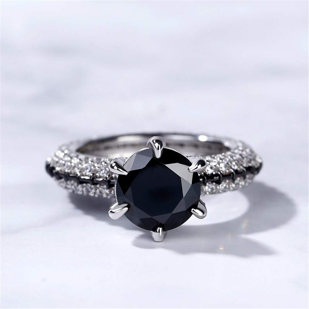 1.5 Carat Black Diamond Engagement Ring for Women - 925 Sterling Silver Round Cut Cubic Zirconia Eternity Band - Anniversary, Promise & Romantic Jewelry Gift (Perfect for Weddings, Proposals & Special Occasions)
