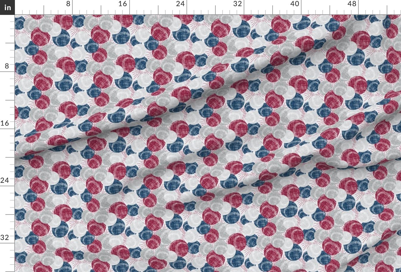 Baseball Sports Printed Upholstery Velvet Fabric by The Yard - Deep Red Navy Gray White Design for Home Decor, Apparel & DIY Projects | Perfect for Curtains, Pillows, Clothing & Crafting
