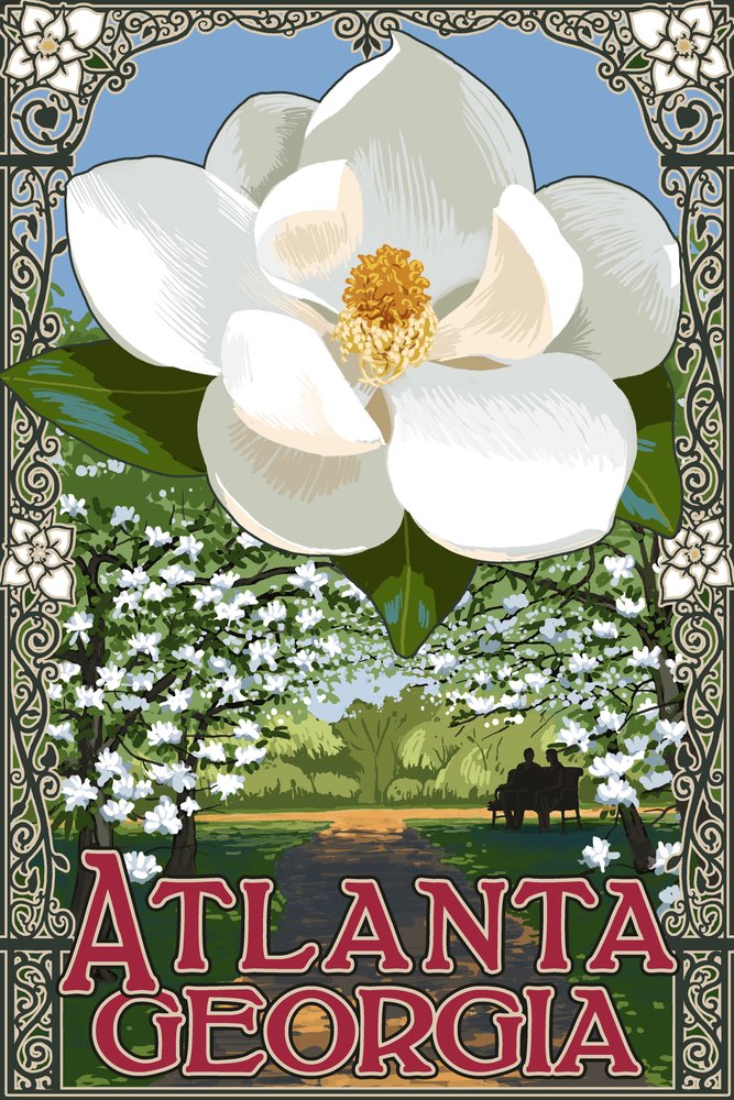 Atlanta Georgia Single White Magnolia Metal Wall Art - 16x24 Gallery Quality Aluminum Decor for Home & Office - Perfect for Living Room, Bedroom, Entryway Decor