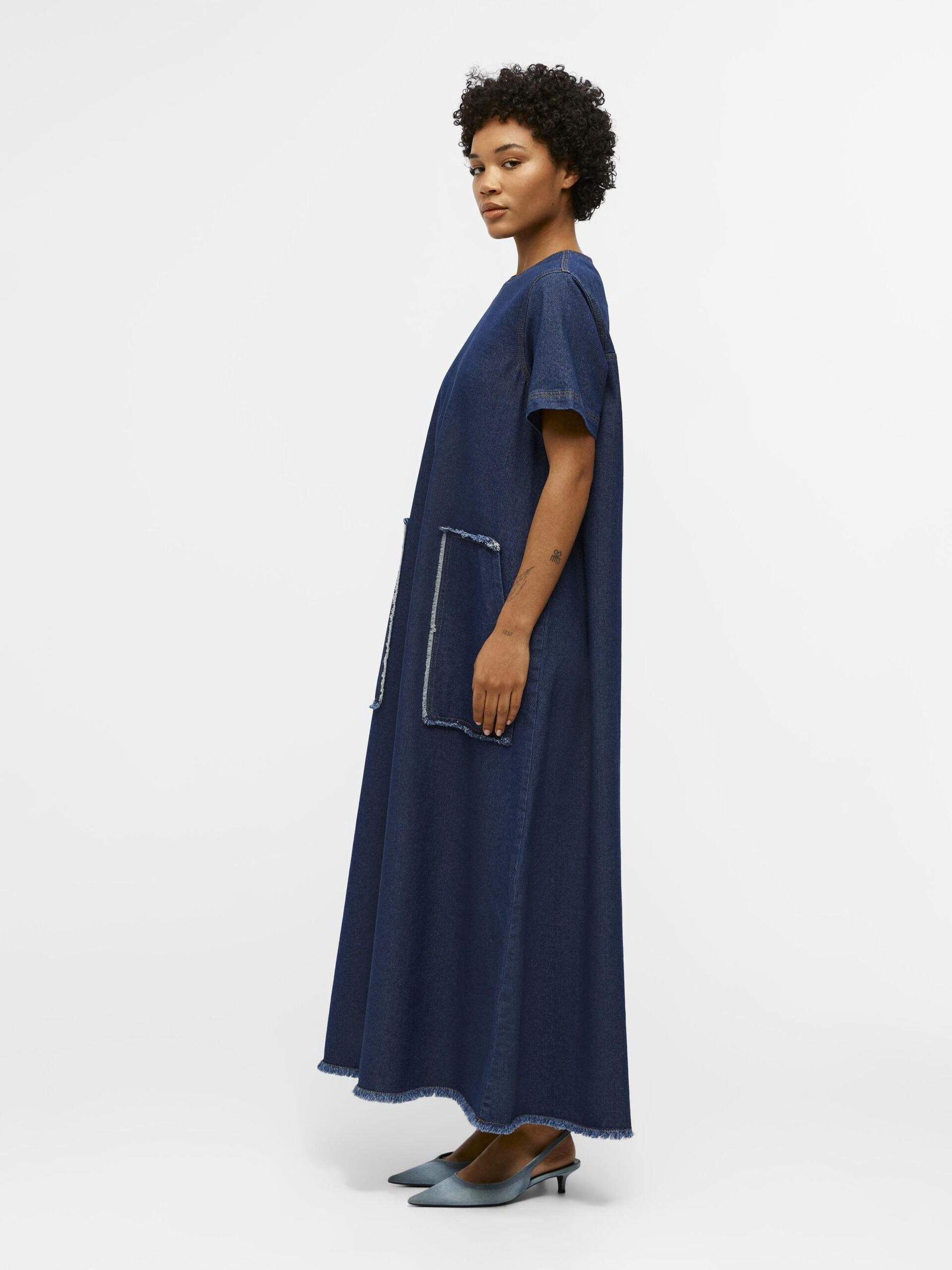 HARLOW Long Denim Dress for Women - Rinse Wash Blue Jeans Style - Perfect for Casual Outings, Date Nights & Summer Wear