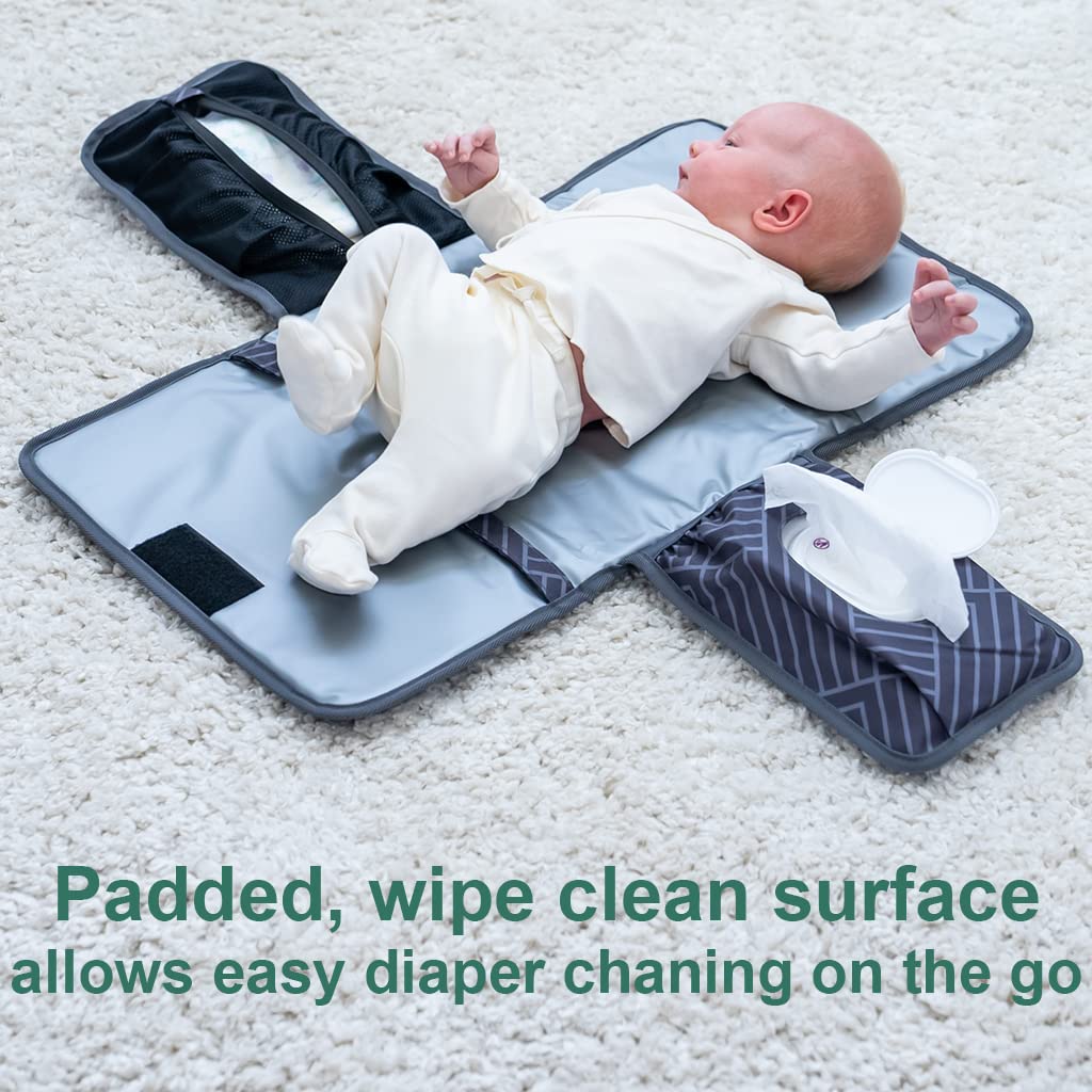 Lil Fox Portable Baby Changing Pad - Waterproof Diaper Changing Mat for Travel, Nursery & On-the-Go | Newborn Essentials, Baby Shower Gifts & Unisex Diaper Bag Must-Have | Perfect for Home, Daycare & Outdoor Use