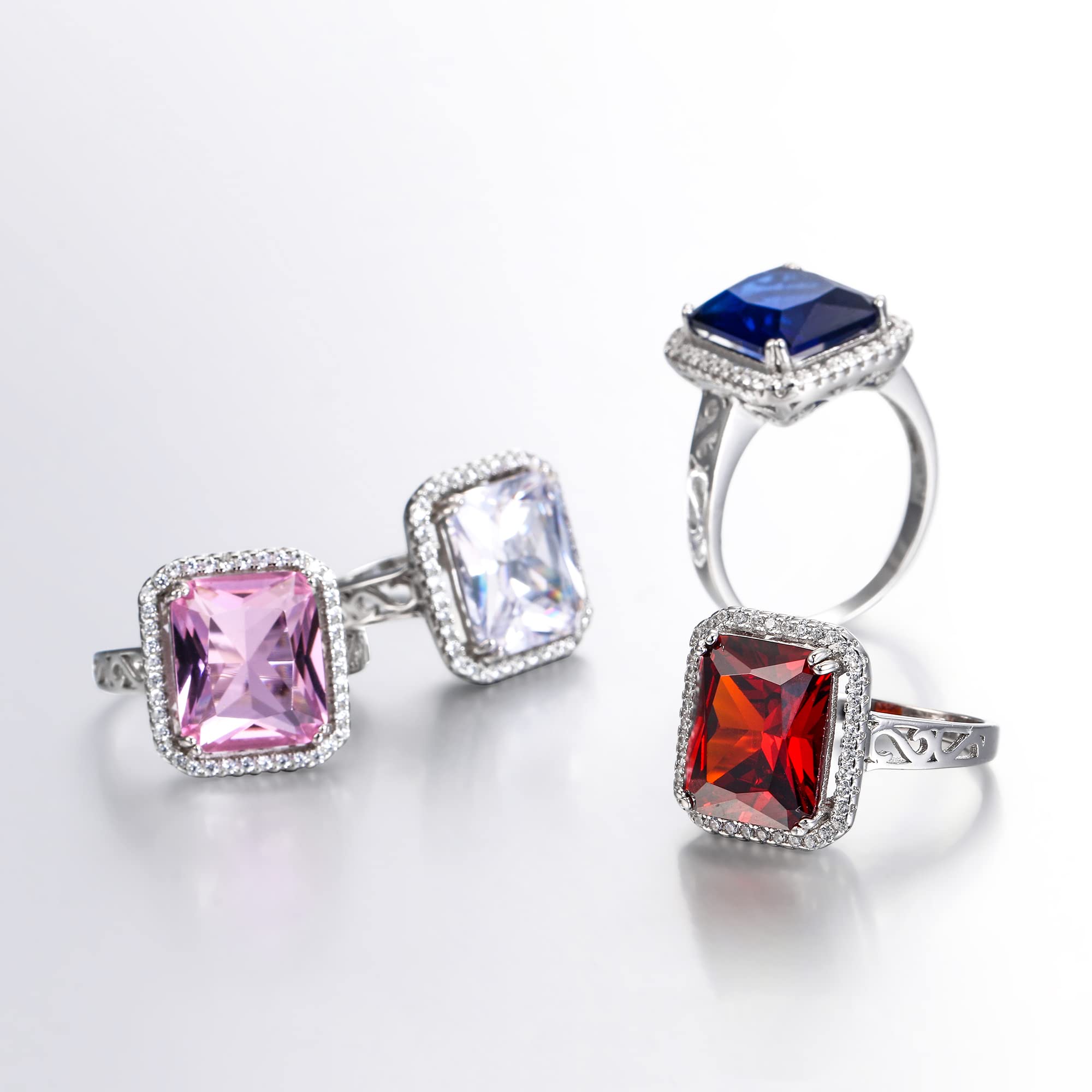 EVER FAITH 925 Sterling Silver Blue Sapphire 3 Carat Radiant Cut Cubic Zirconia Engagement Ring for Women - Perfect for Proposals, Weddings & Anniversary Gifts