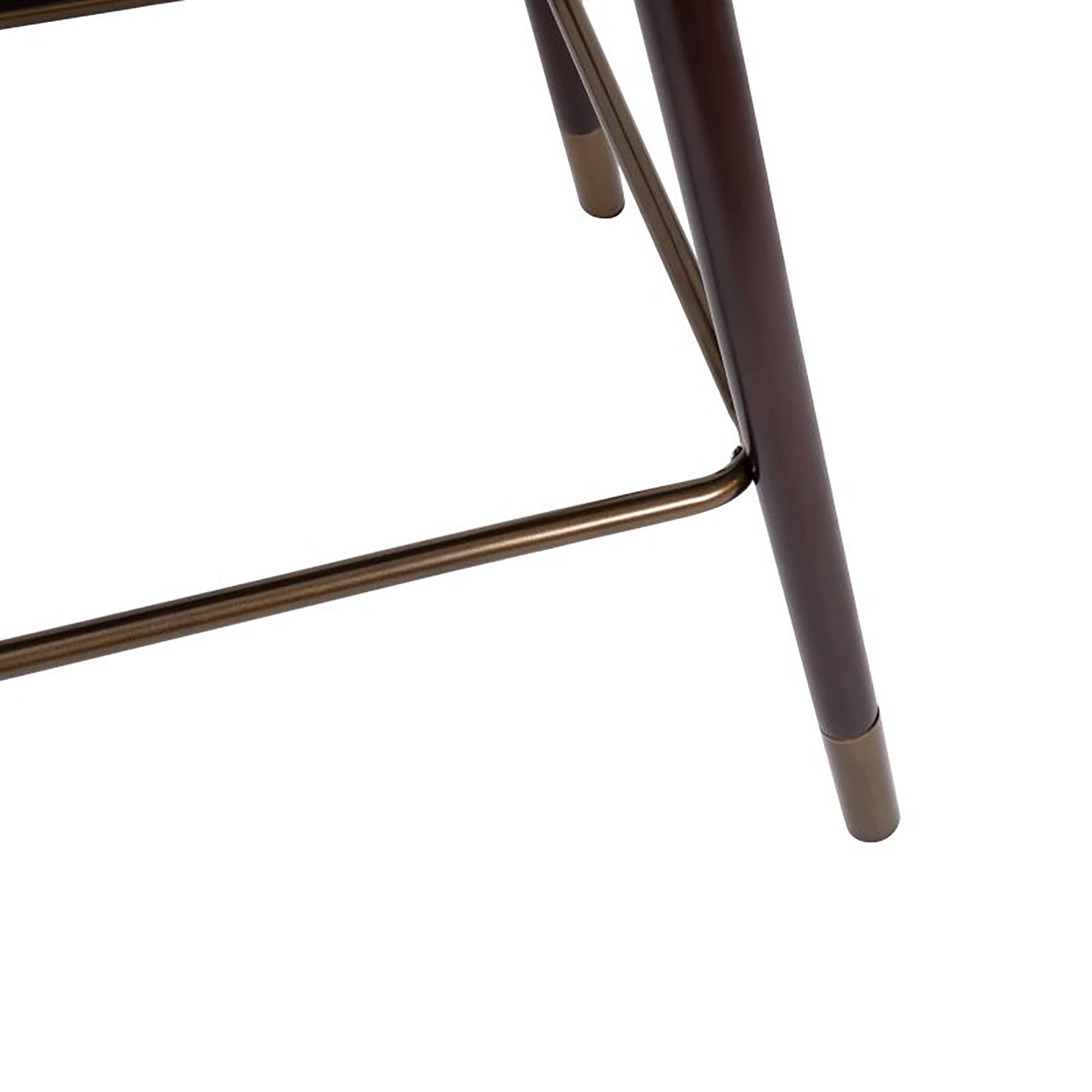 Flash Furniture Margo Commercial Grade Mid-Back Counter Stools - Set of 2 Black LeatherSoft Upholstered Bar Stools with Walnut Finish Beechwood Legs & Bronze Accents - 26