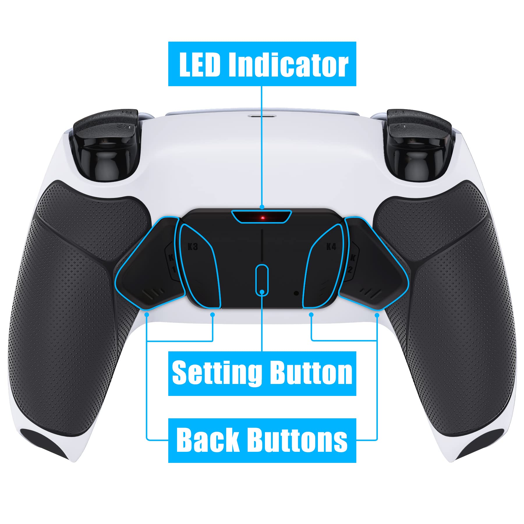 eXtremeRate RISE4 Programmable Remap Kit for PS5 Controller BDM-010/020 - Rubber Grip Cover & 4 Back Buttons Paddle Set - Black - Enhance Gaming Performance for FPS, Racing & Competitive Play