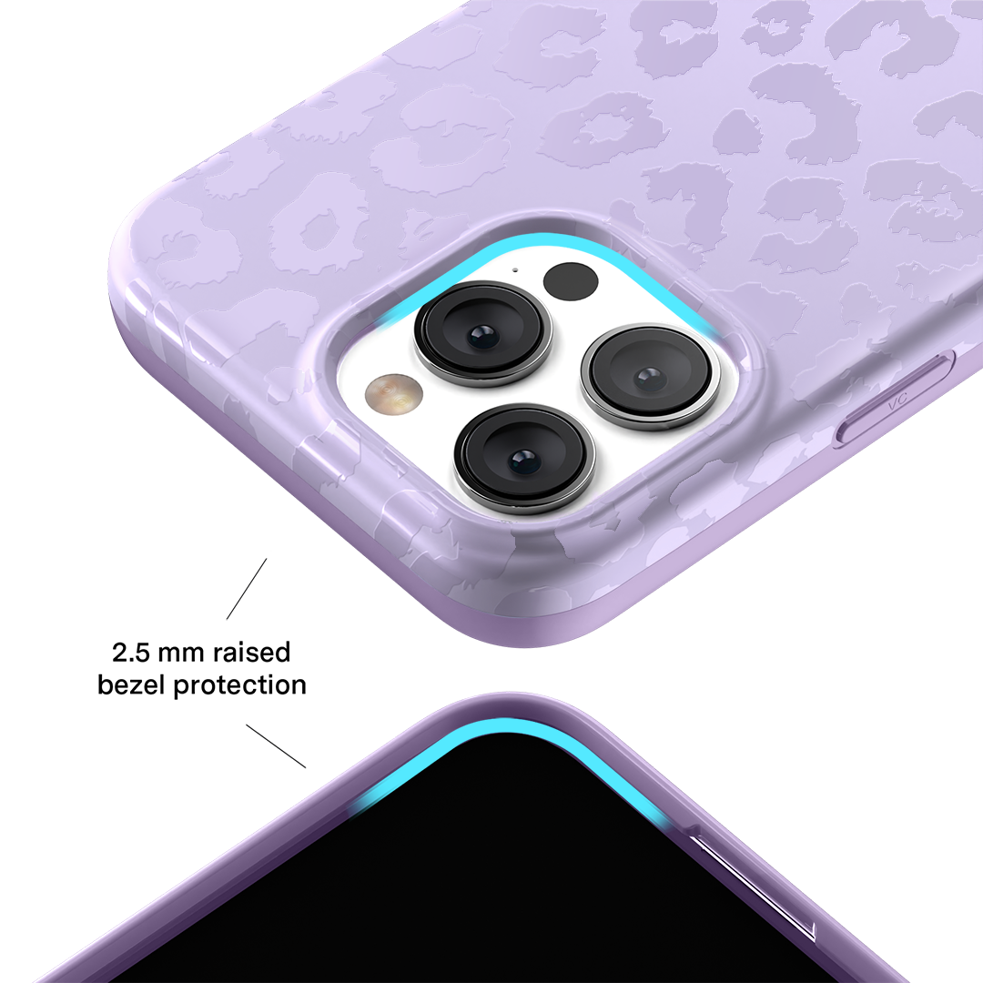 Lilac Leopard Print iPhone Case - Stylish Protective Cover for iPhone 13/14/15 Pro Max - Trendy Fashion Accessory for Women & Girls - Perfect for Daily Use, Travel & Parties