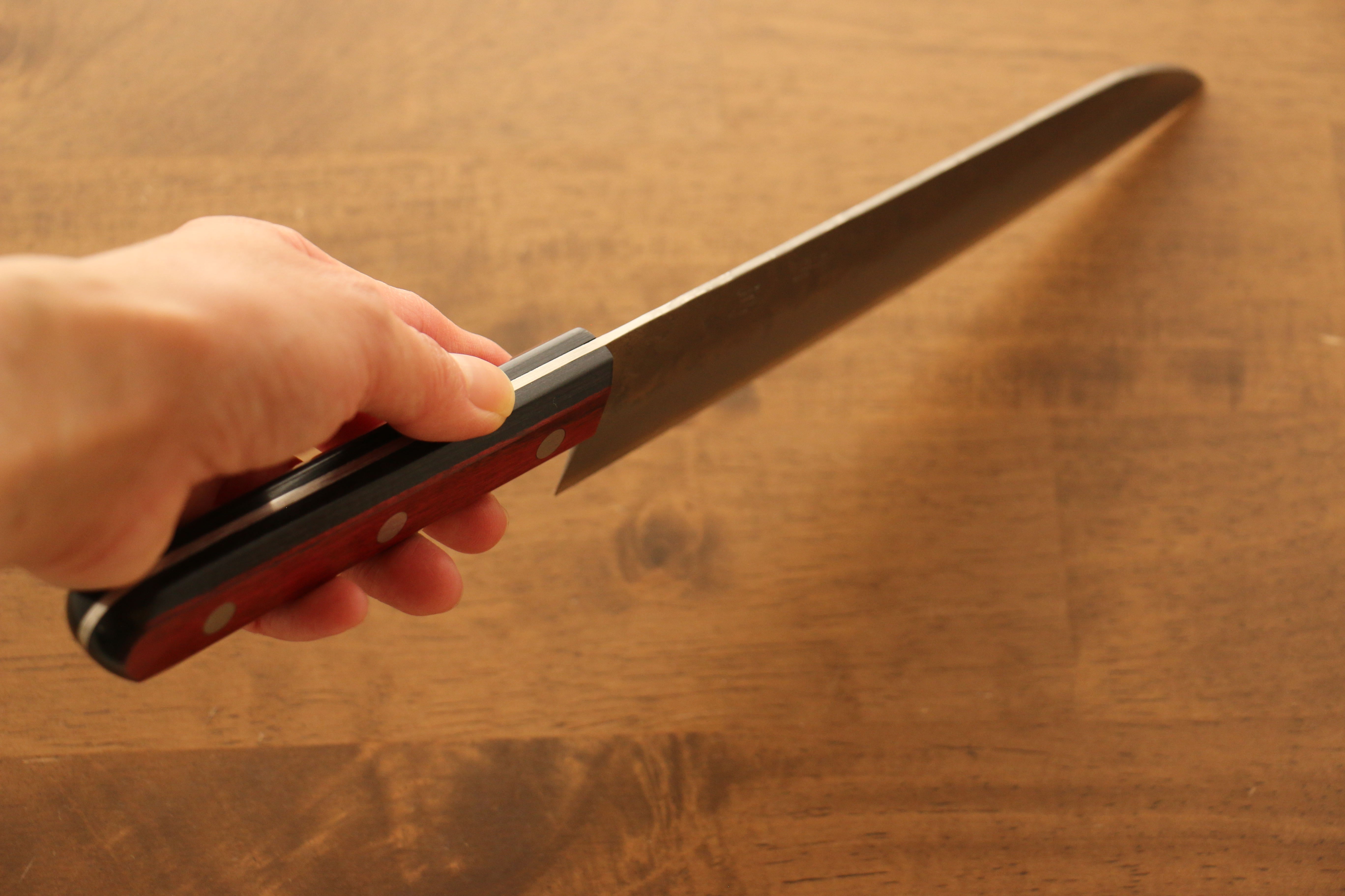 Premium Seisuke Silver Steel No.3 Nashiji Santoku Knife 180mm - Japanese Red Pakkawood Handle - Ideal for Slicing, Dicing & Chopping Vegetables, Meat & Fish