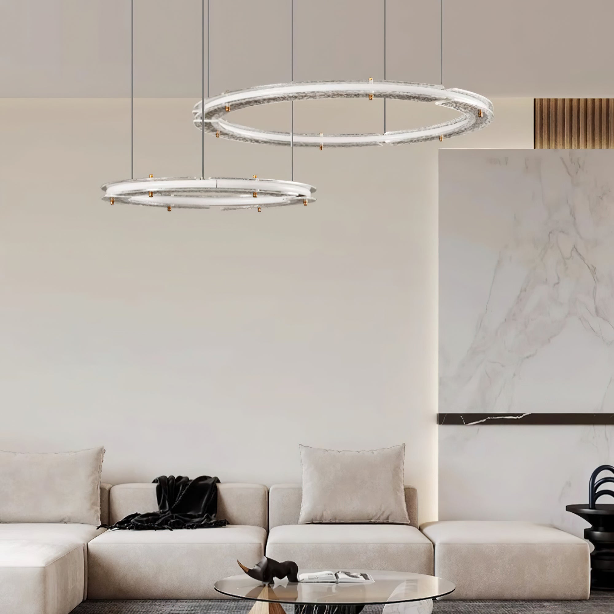 Celestial Rings Chandelier - Elegant Crystal Ceiling Light Fixture for Dining Room, Bedroom & Living Room Decor | Modern Home Lighting Solution for Weddings & Interior Design