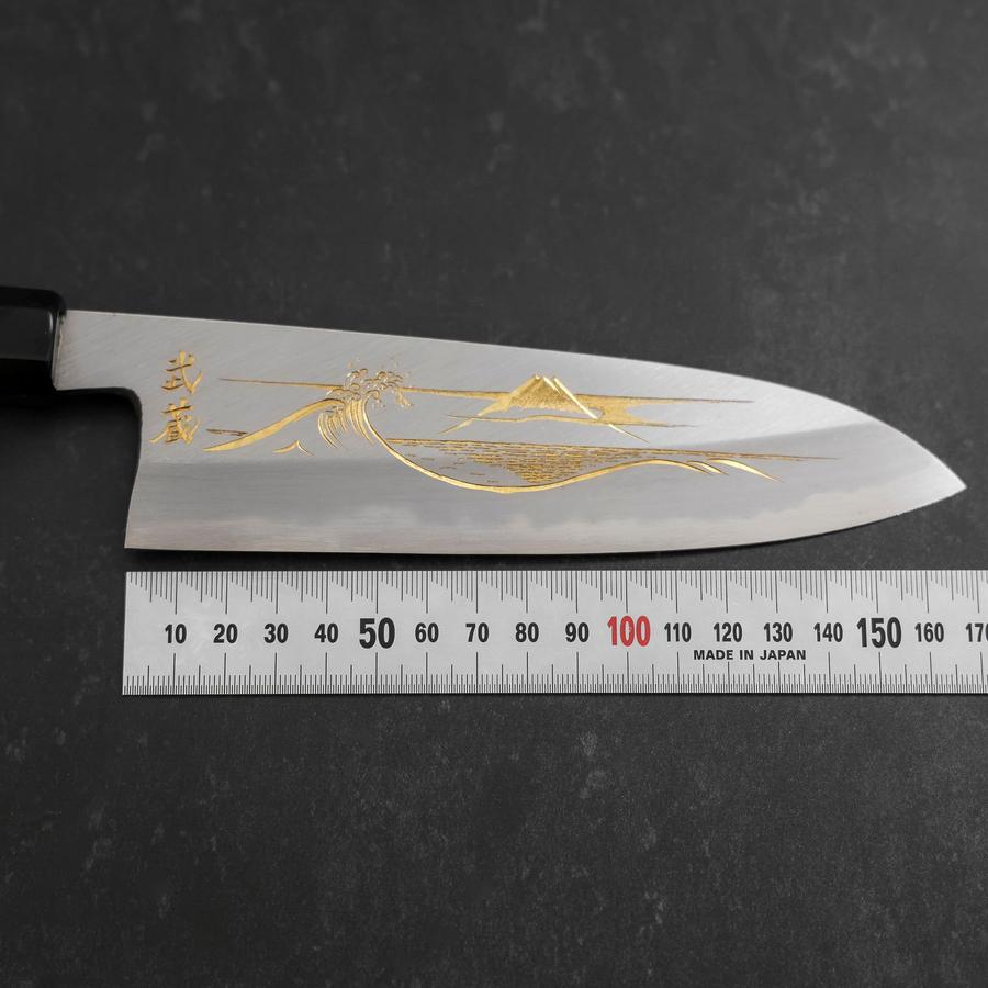 Premium Santoku Knife 180mm - Japanese White Steel #2 with Kasumi Finish, Buffalo Ebony Handle - Ideal for Sushi, Vegetables & Precision Cutting