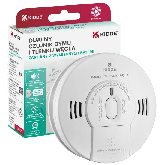 K10SCO Smoke & Carbon Monoxide Alarm Detector - Dual Sensor for Home & Office Safety - Early Warning for Fire & CO Poisoning Prevention
