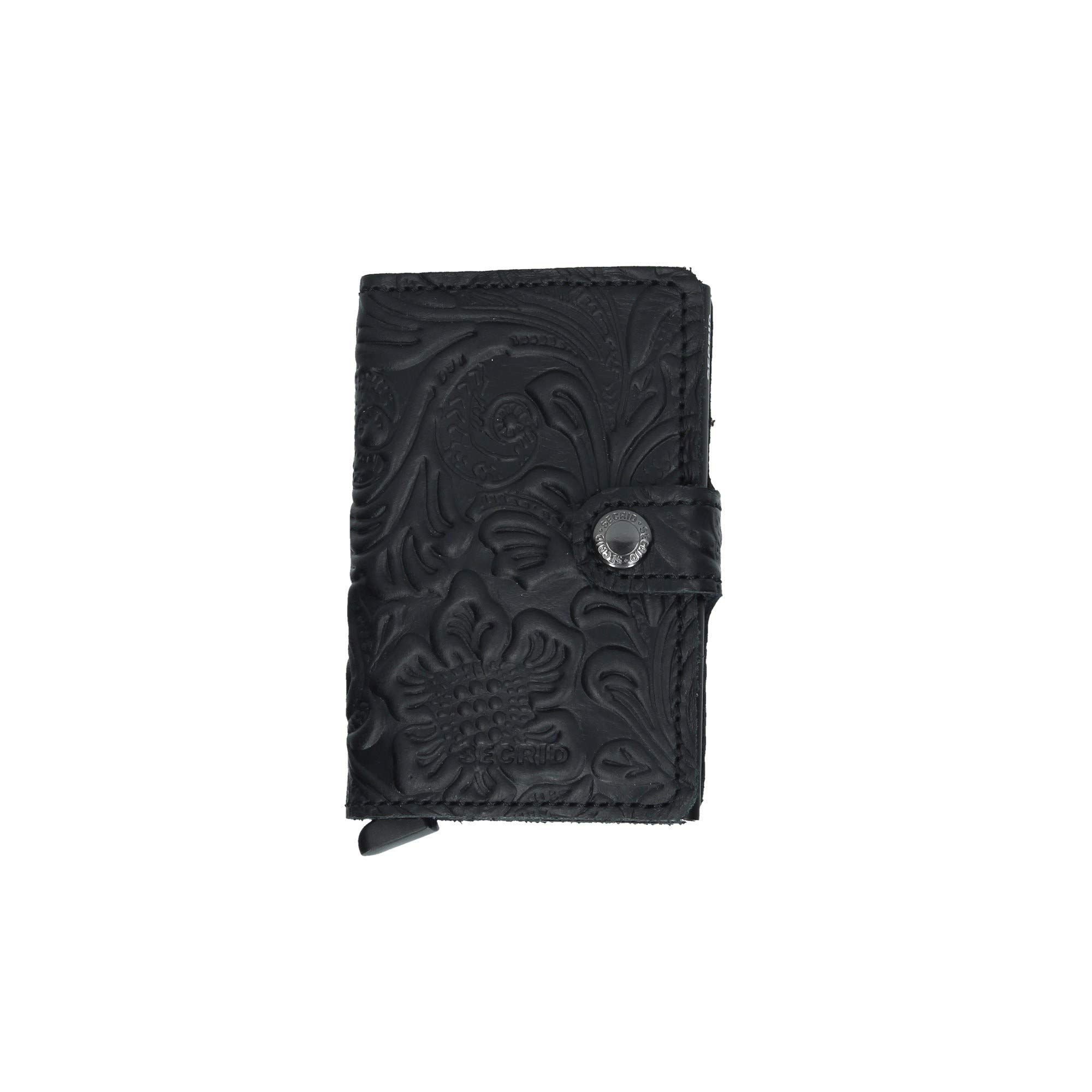 Secrid Miniwallet Black Ornament Wallet SC6332 - Slim RFID Blocking Leather Card Holder for Men & Women - Perfect for Travel, Business & Everyday Use