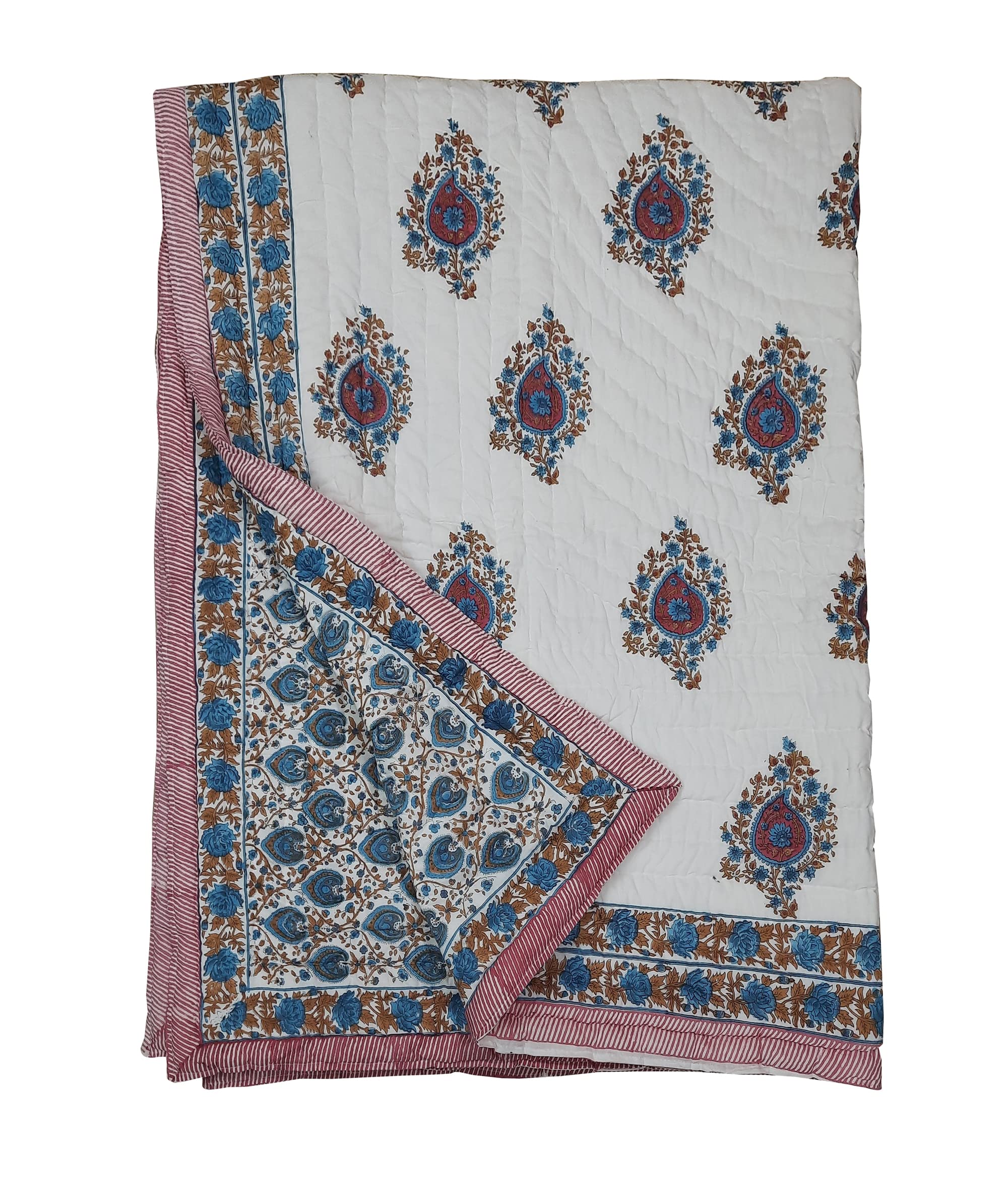 Premium 100% Cotton Indian Quilt - Soft & Breathable Bedding for Twin, Queen, King Sizes (60x90, 90x108, 108x108 Inches) - Perfect for Cozy Nights & Home Decor