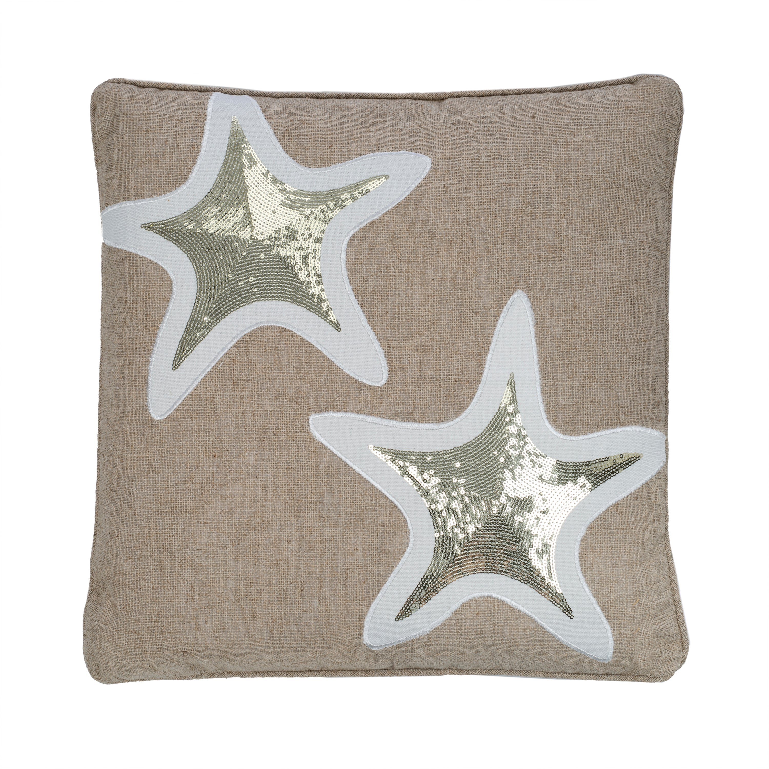 Blue Maui Applique Starfish Pillow - Soft Decorative Throw Pillow for Beach House, Coastal Decor, Living Room & Bedroom