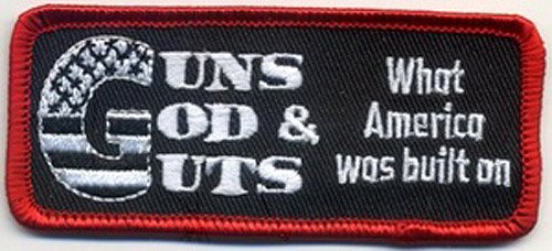 Guns God & Guts Patriotic Embroidered Patch - American Pride Military Morale Badge for Jackets, Hats & Backpacks - Perfect for Veterans, Bikers & Patriotic Enthusiasts