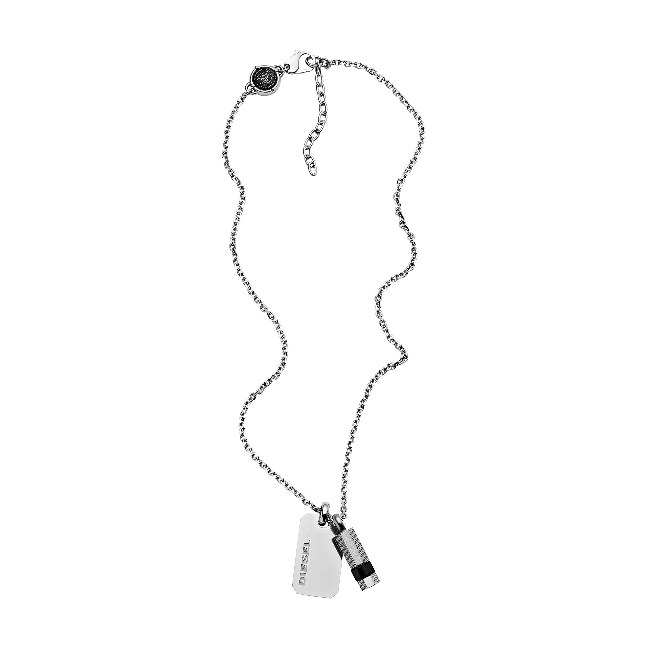 Diesel Stainless Steel Dog Tag Necklace for Men - Military Style Personalized ID Pendant Jewelry - Perfect for Everyday Wear, Gifts & Special Occasions