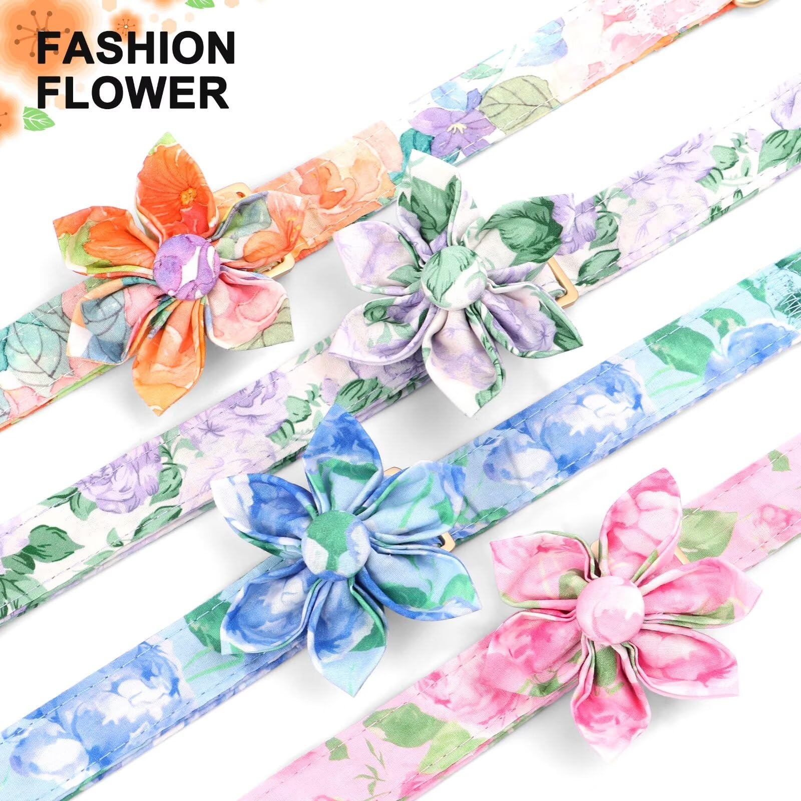 Beirui Floral Dog Collar for Small Medium Large Dogs - Soft Blue Pet Collar with Spring Flower Patterns, Cute Girl Dog Accessories for Female Puppies | Perfect for Daily Walks, Pet Photos & Spring Outfits