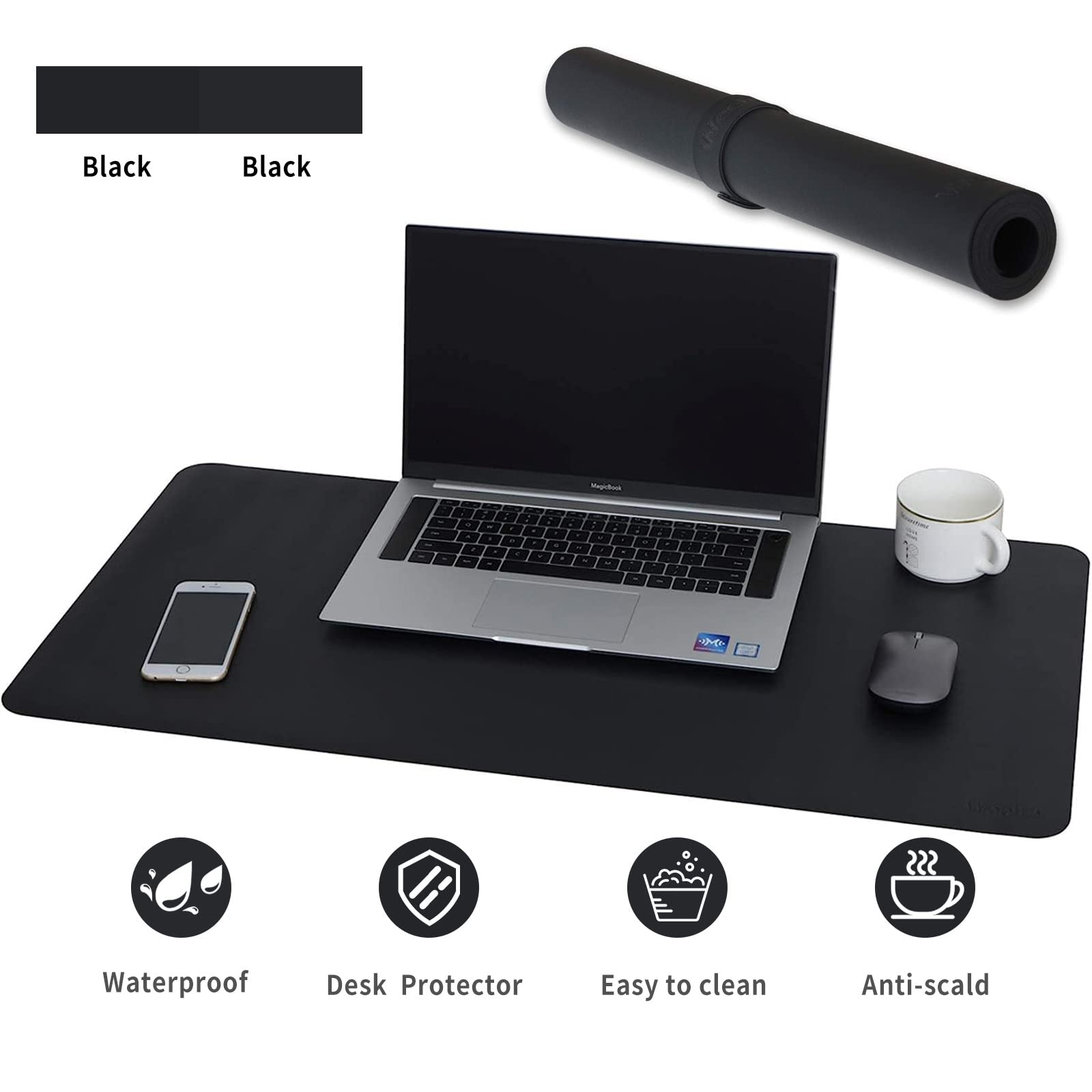 Premium PU Leather Waterproof Desk Pad Protector - Dual-Sided Office Writing Mat for Home & Work (35.4