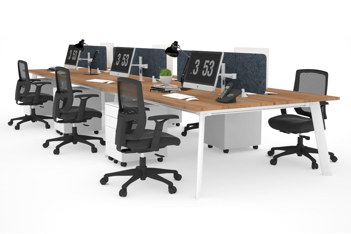 6-Person Workstation with White Frame - 1400L x 700W Dimensions - Ideal for Office, Coworking Spaces & Home Offices