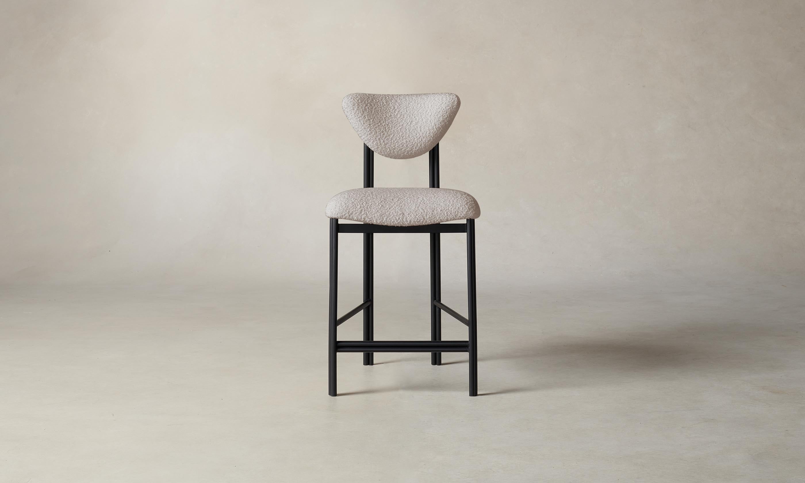 Italian Bouclé Fossil Cooper Counter Stool - Modern Kitchen & Bar Stool for Dining, Breakfast Nook & Home Decor
