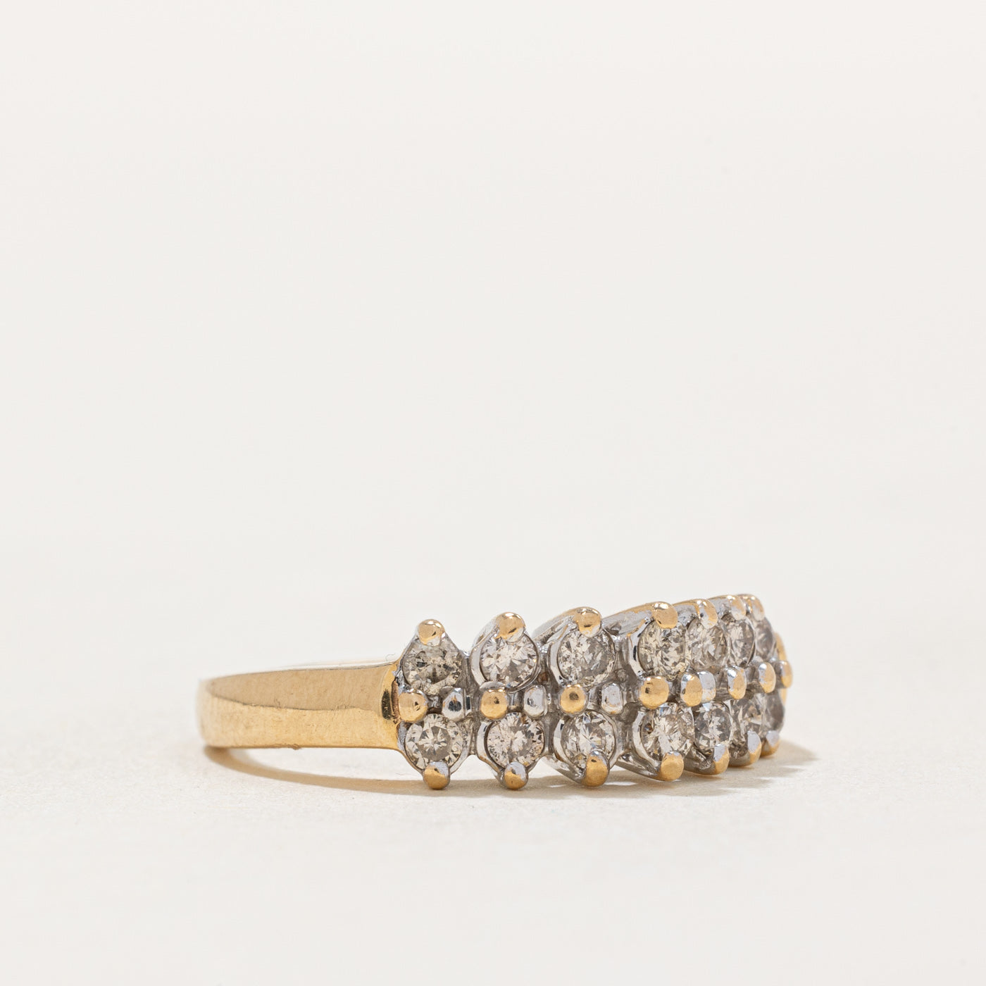 0.42ctw Double Row Diamond Ring for Women - Size 6 | Elegant Wedding Band, Anniversary Gift & Everyday Luxury Jewelry