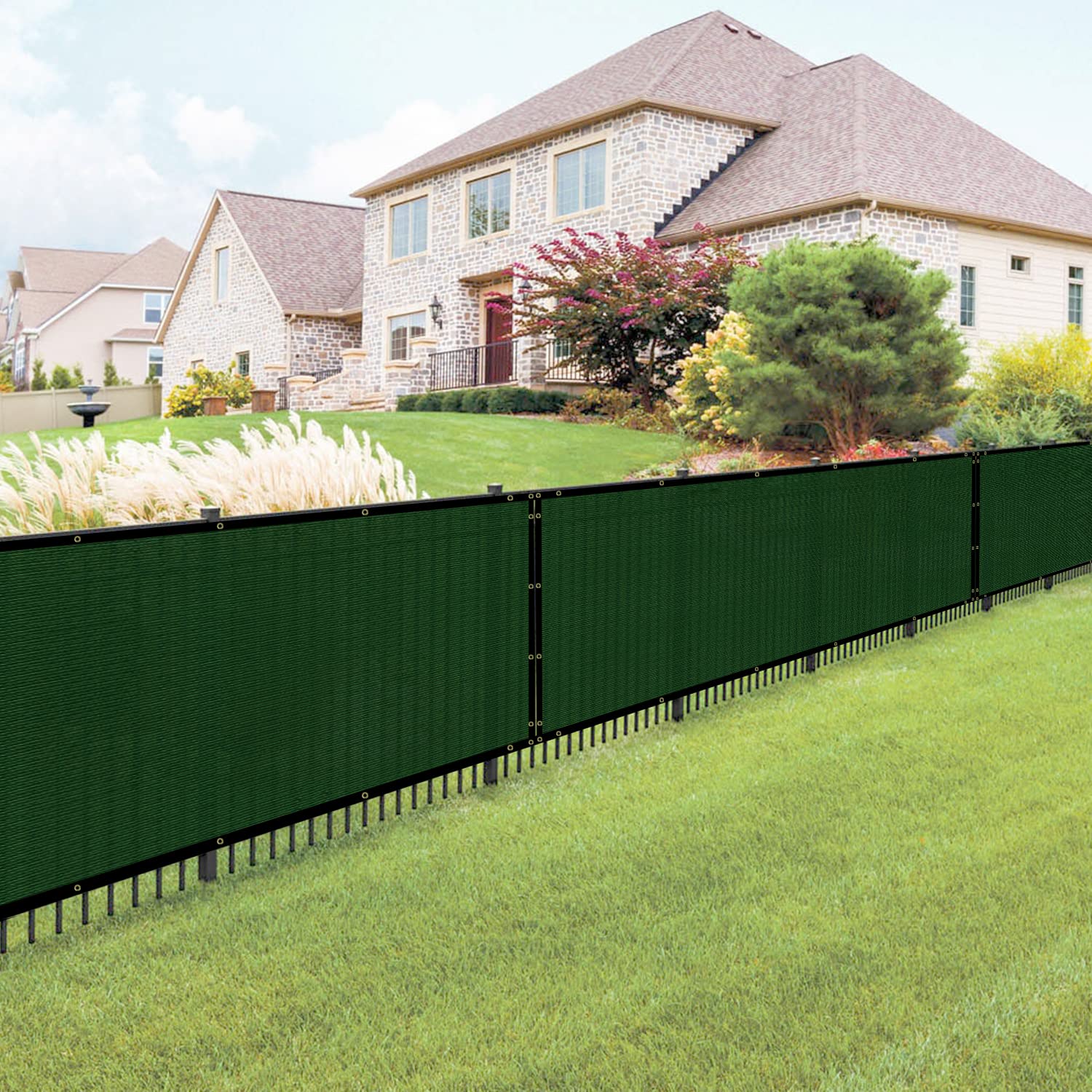 E&K Sunrise 3' x 38' Privacy Fence Screen with Grommets - UV Resistant Outdoor Windscreen for Backyard, Garden & Patio Cover - Green Privacy Fence Panel for Shade, Wind Protection & Decoration