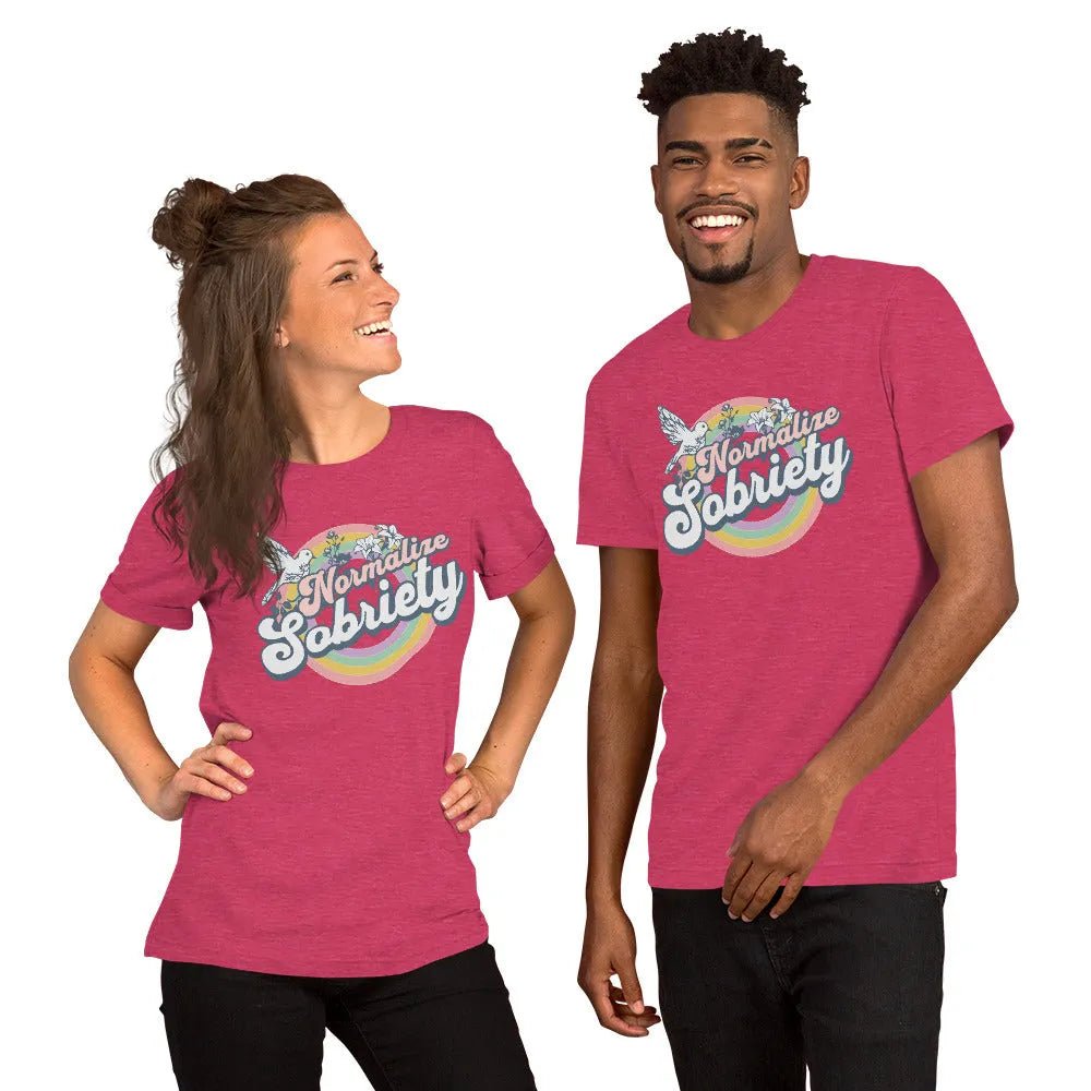 Normalize Sobriety Unisex T-Shirt - Comfortable Cotton Tee for Men & Women - Perfect for Casual Wear, Sober Living & Recovery Support