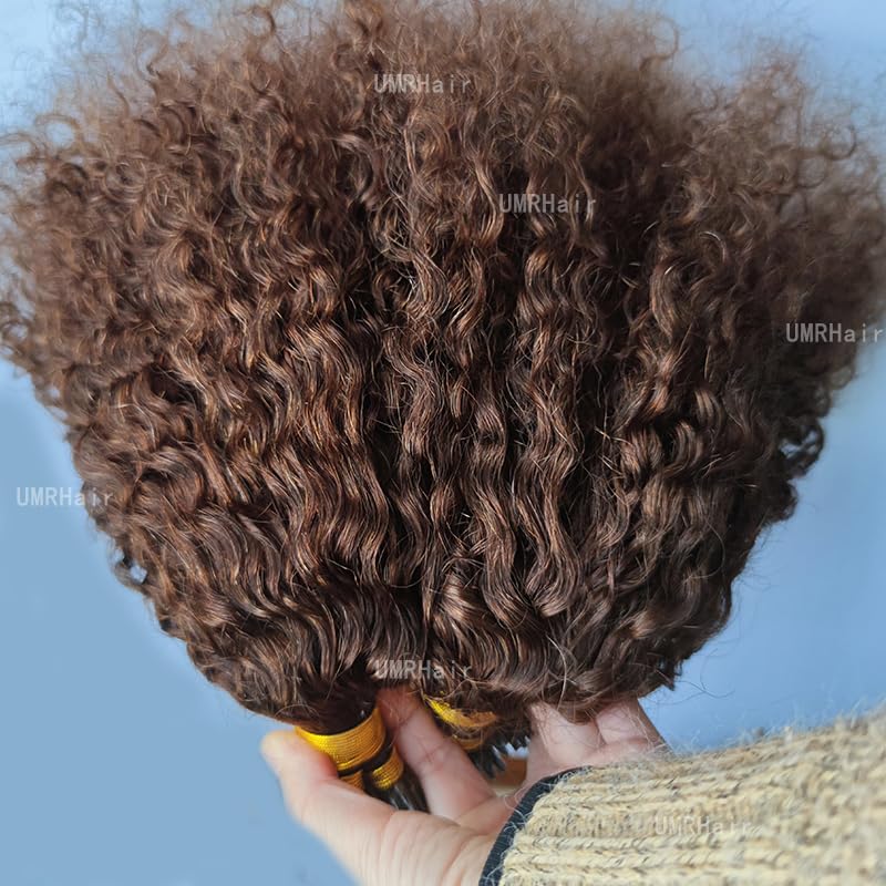24 Inch Dark Brown I-Tip Human Hair Extensions - 100g 100 Strands Loose Curly Pre-Bonded Keratin Stick Hair - Cold Fusion Real Brazilian Remy Hair for Length & Volume - Perfect for Weddings, Parties & Daily Styling