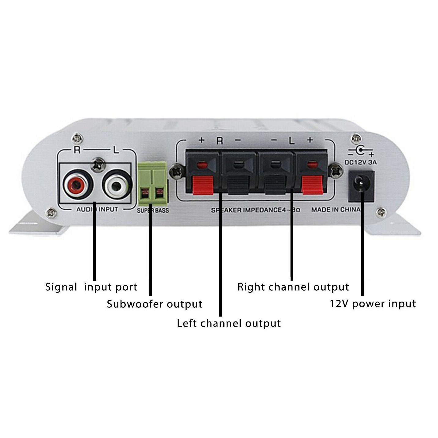Knadgbft 12V 40 Watt 2.1 Channel Car Audio Stereo Amplifier - High Power Class A/B Speaker Amp for Enhanced Car Audio System | Perfect for Car, Truck & Vehicle Sound Upgrades