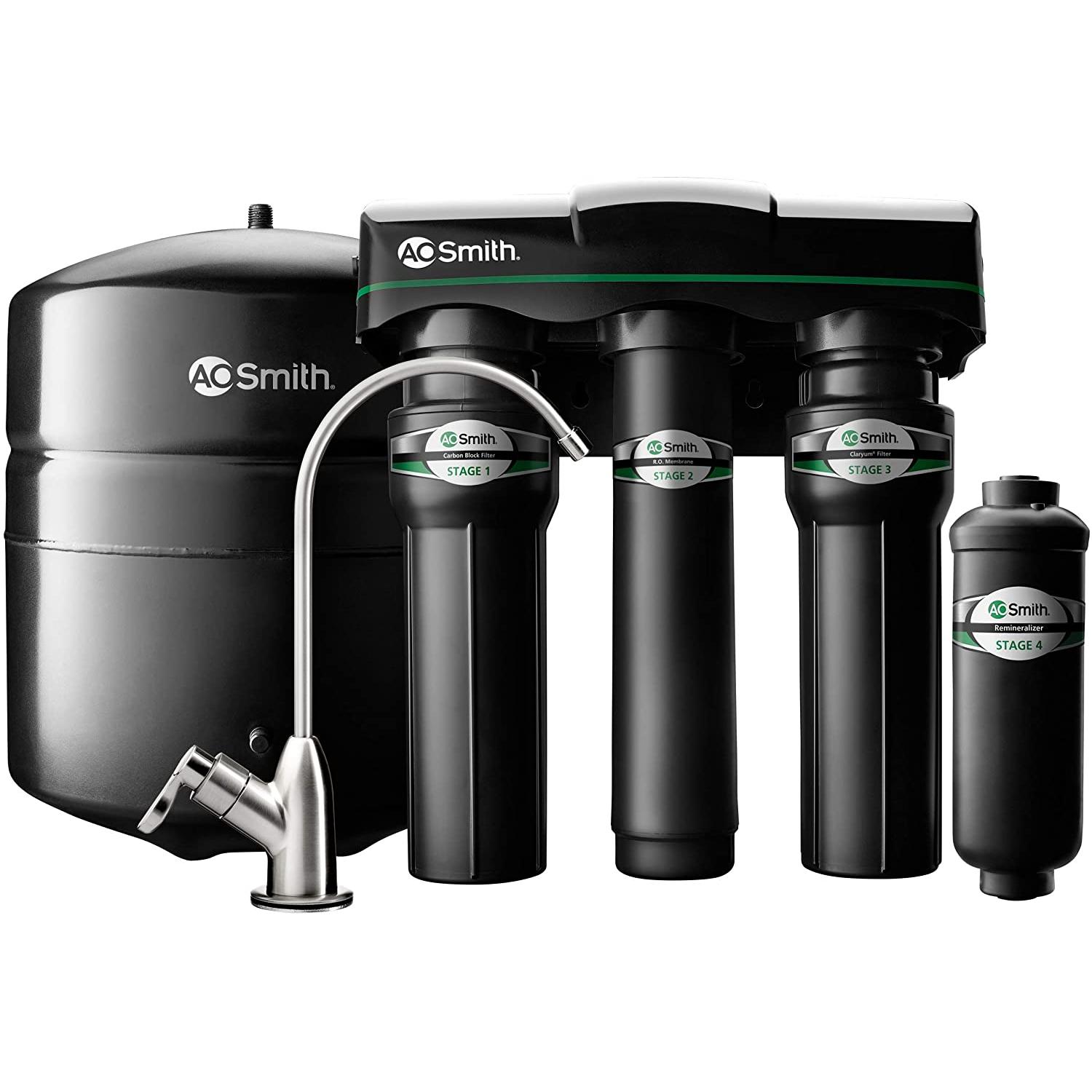 AO Smith RO-4000 Reverse Osmosis Water Filtration System – High-Efficiency Under Sink Drinking Water Filter for Home & Office Use