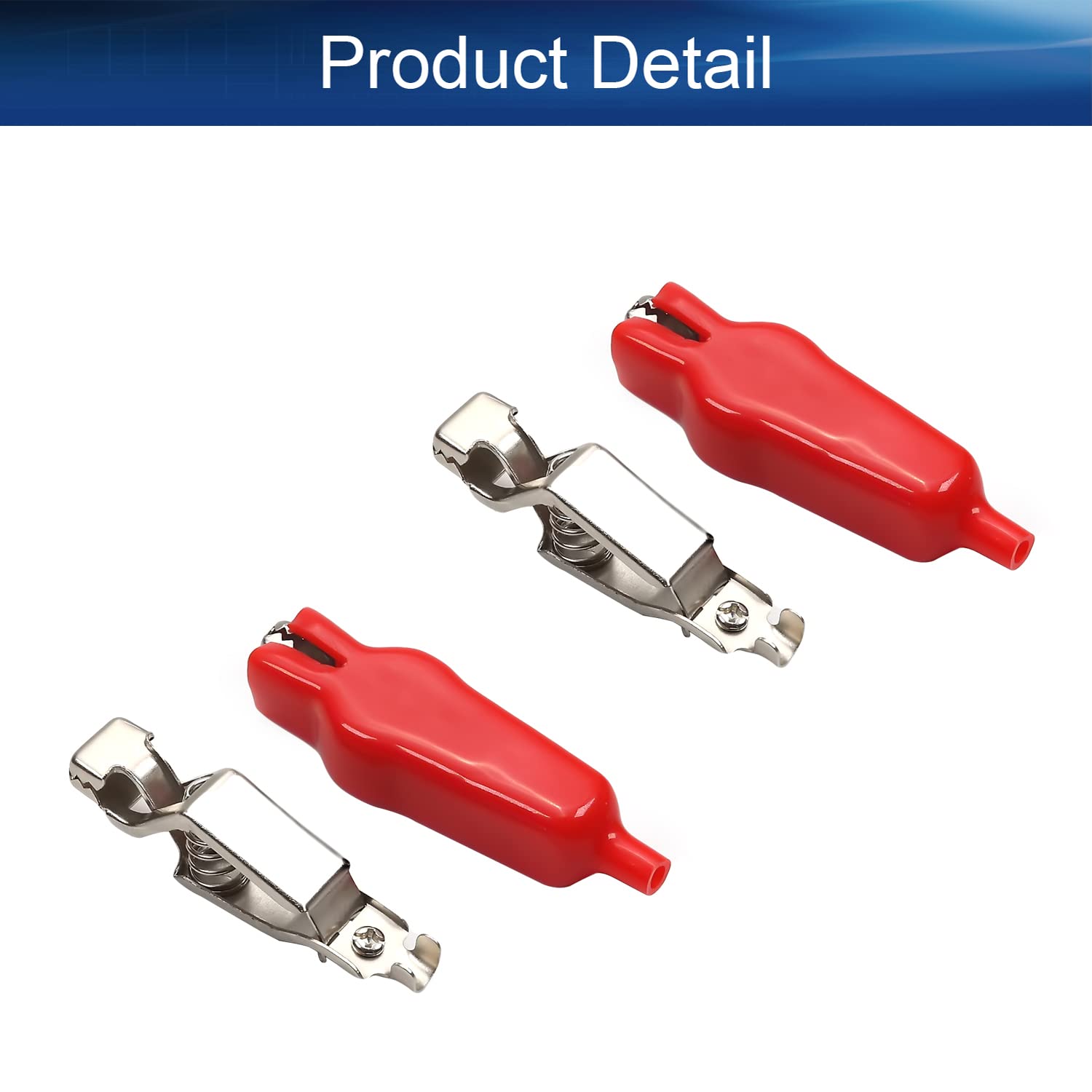7Pcs 20A Heavy-Duty Insulated Alligator Clips Battery Cable Clamps - Electrical Test Clamps for Car, Auto, Vehicle & Boat Battery Charging - Red - Perfect for Automotive Repairs, Marine Applications & DIY Electrical Projects