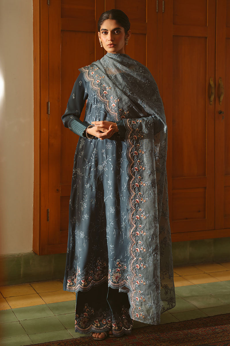Majestic Teal 3-Piece Embroidered Silk Suit for Women | Luxury Formal Wear for Weddings, Parties & Special Occasions | Elegant Evening Outfits