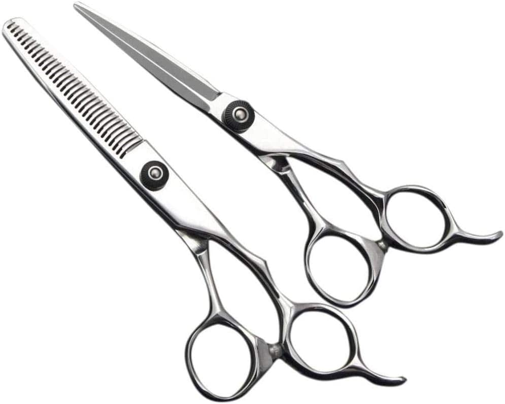 Professional 6.0 Inch Barber Scissors Set - Stainless Steel Hair Cutting Shears with Flat & Texturizing Blades for Precision Styling, Bangs Trimming & Salon Use
