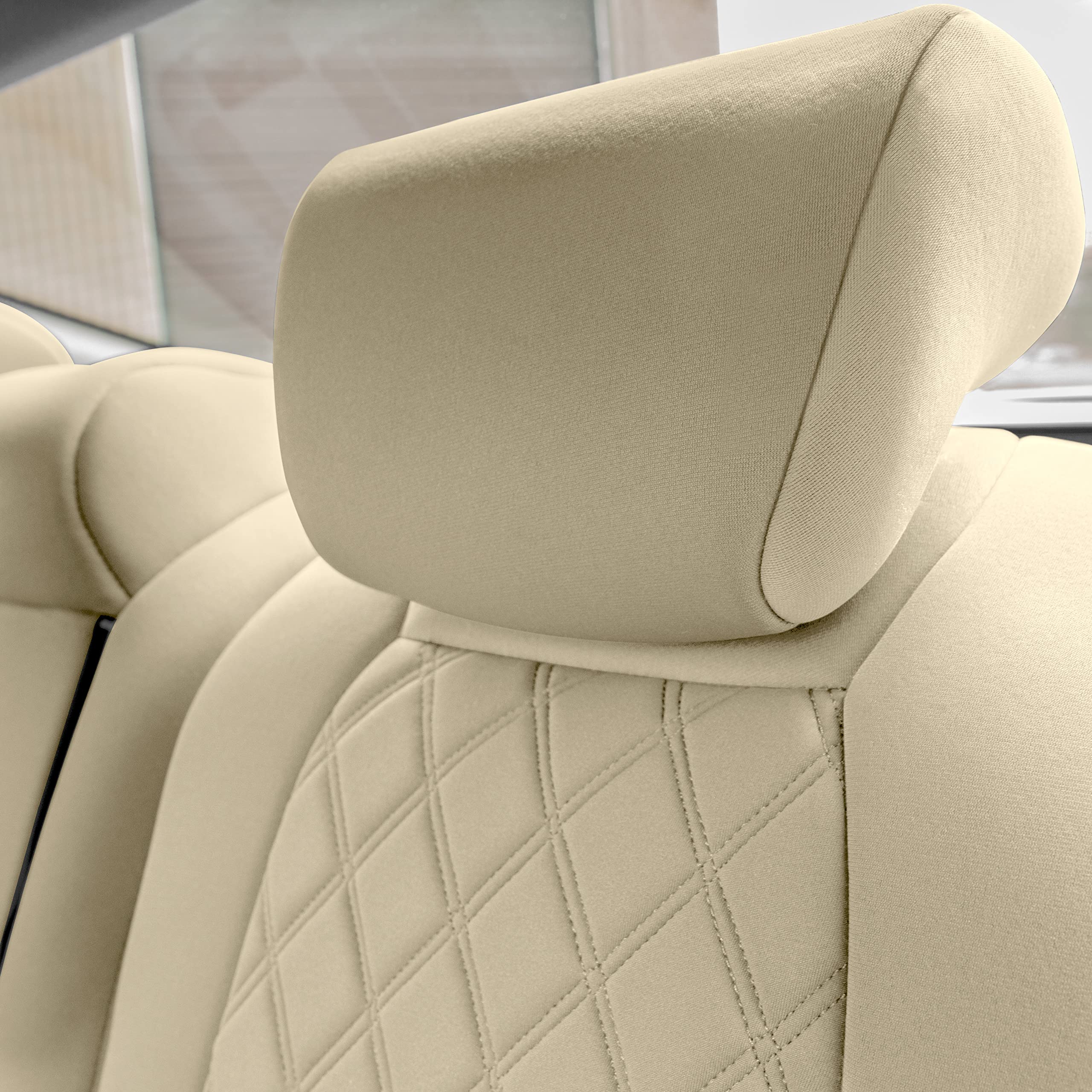 FH Group Custom Fit Neoprene Seat Covers for 2018-2022 Honda Accord (Touring/Sport/SE/EX/EX-L) - Full Set Waterproof Beige Car Seat Protectors | Durable Honda Accessories for Daily Commute & Road Trips