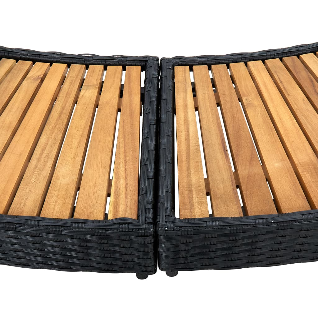 Premium Black Poly Rattan Spa Surround with Solid Acacia Wood Frame | Outdoor Hot Tub Enclosure for Patio, Garden & Backyard Relaxation