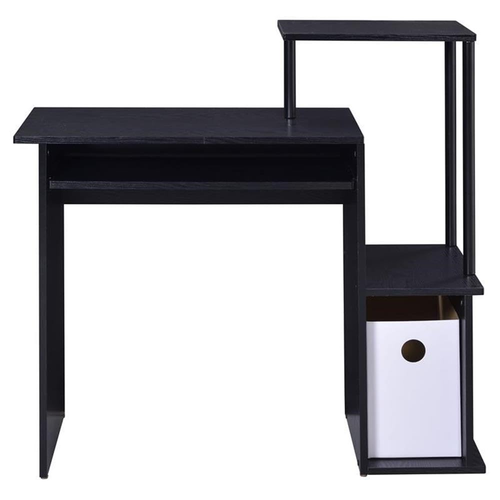 Acme Lyphre Black Wooden Rectangle Computer Desk with Keyboard Tray - Home Office Workstation for Study, Gaming & Remote Work