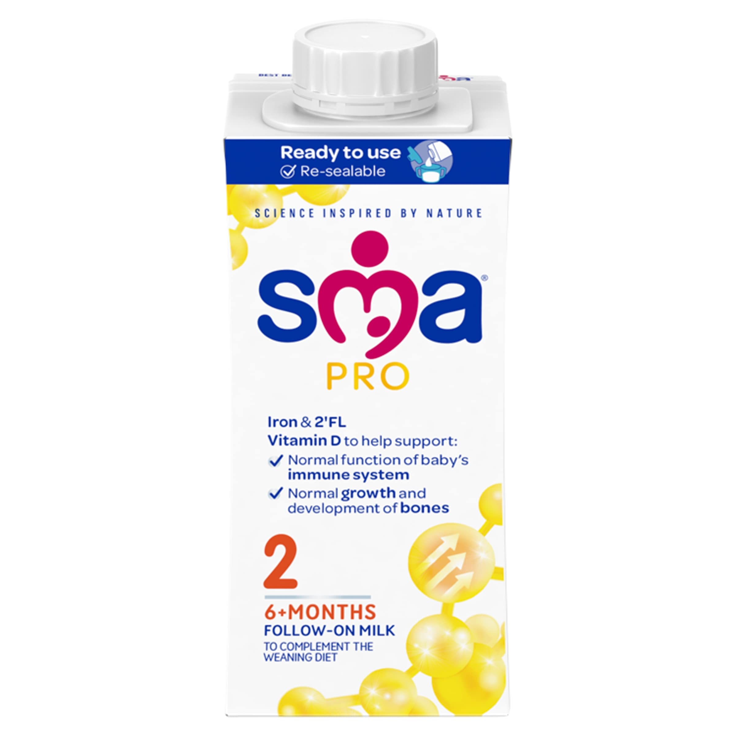 SMA PRO Follow On Baby Milk Formula - Ready to Drink for Infants 6 Months and Up - 200ml (Pack of 12) - Perfect for On-the-Go Feeding, Travel & Daycare Nutrition