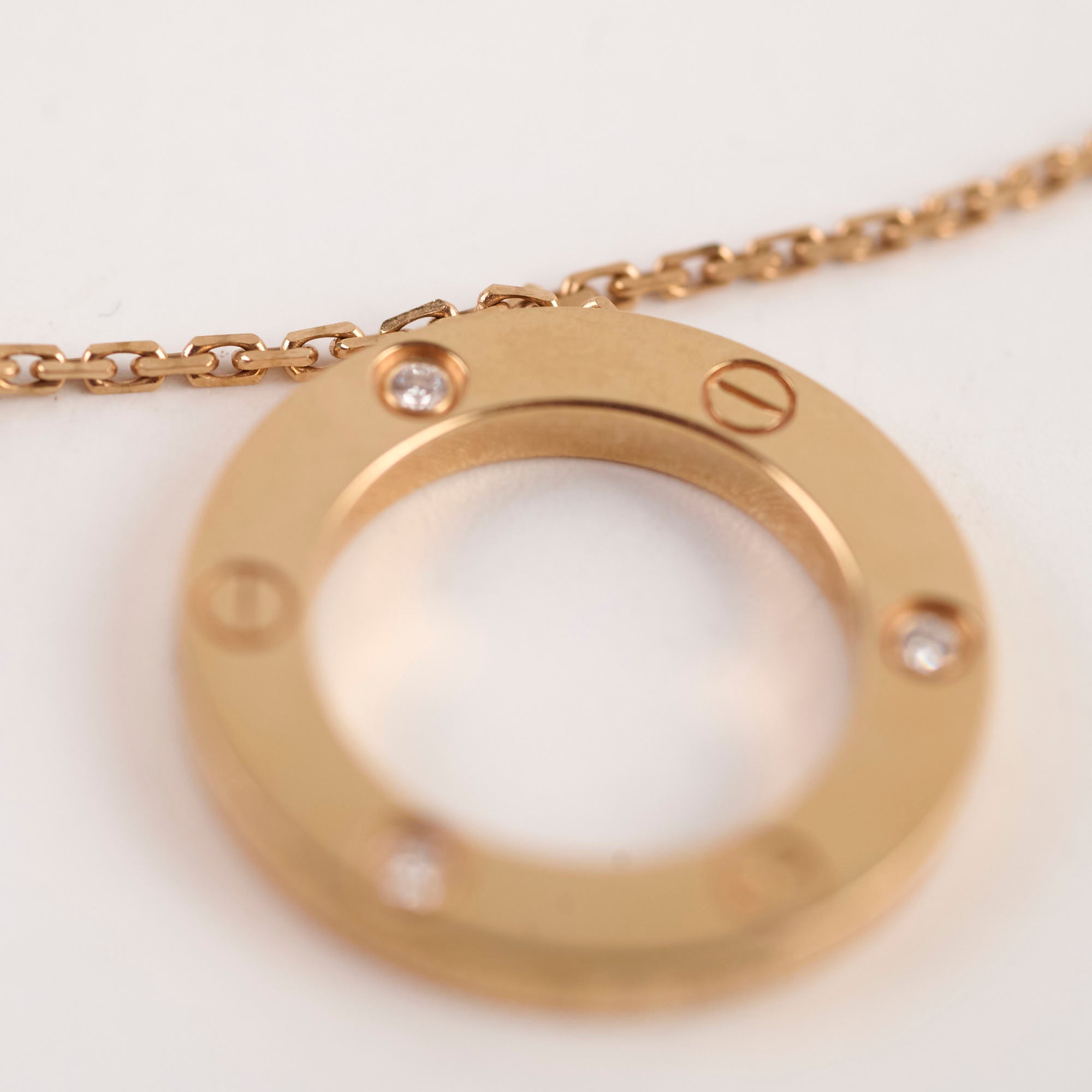 Cartier Love Necklace 18K Rose Gold with 3 Diamonds - Elegant Jewelry Gift for Women, Anniversary & Valentine's Day