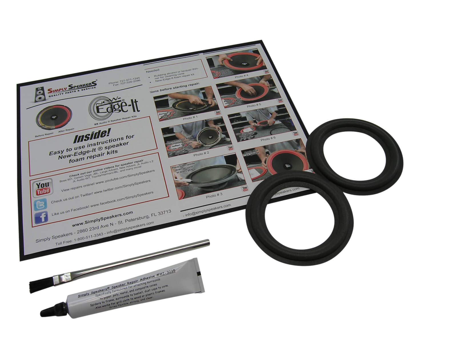 Simply Speakers 4 Inch Foam Speaker Repair Kit - Compatible with JBL 304GS, FSK-4 (Pair) - Perfect for Home Audio and Studio Monitor Repairs