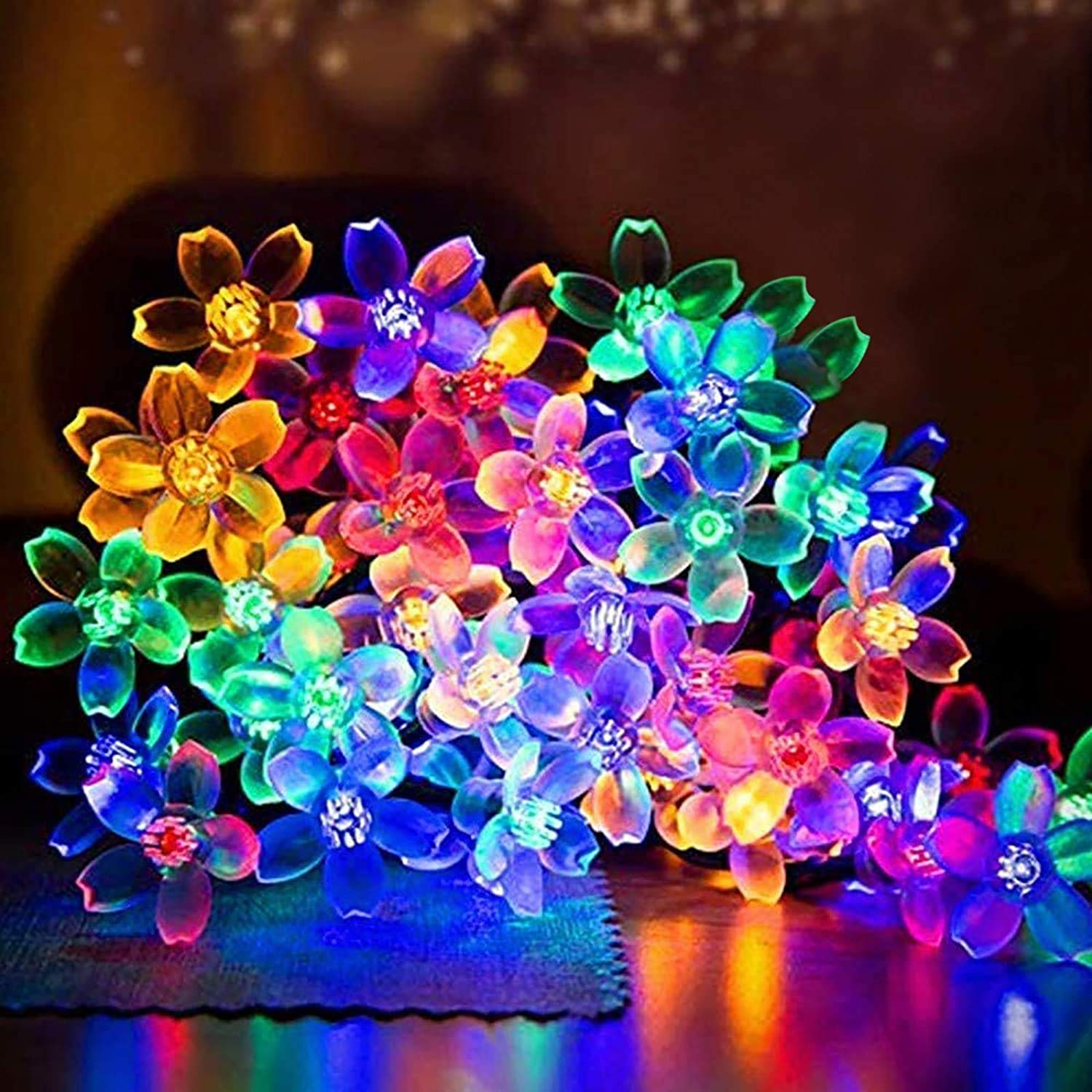 Solar Powered Cherry Blossom LED String Lights - 50 LEDs 7M Waterproof Outdoor Fairy Lights with 8 Lighting Modes for Garden, Backyard, Wedding, Party & Patio Decor | Perfect for Romantic Ambiance, Evening Gatherings and Special Occasions