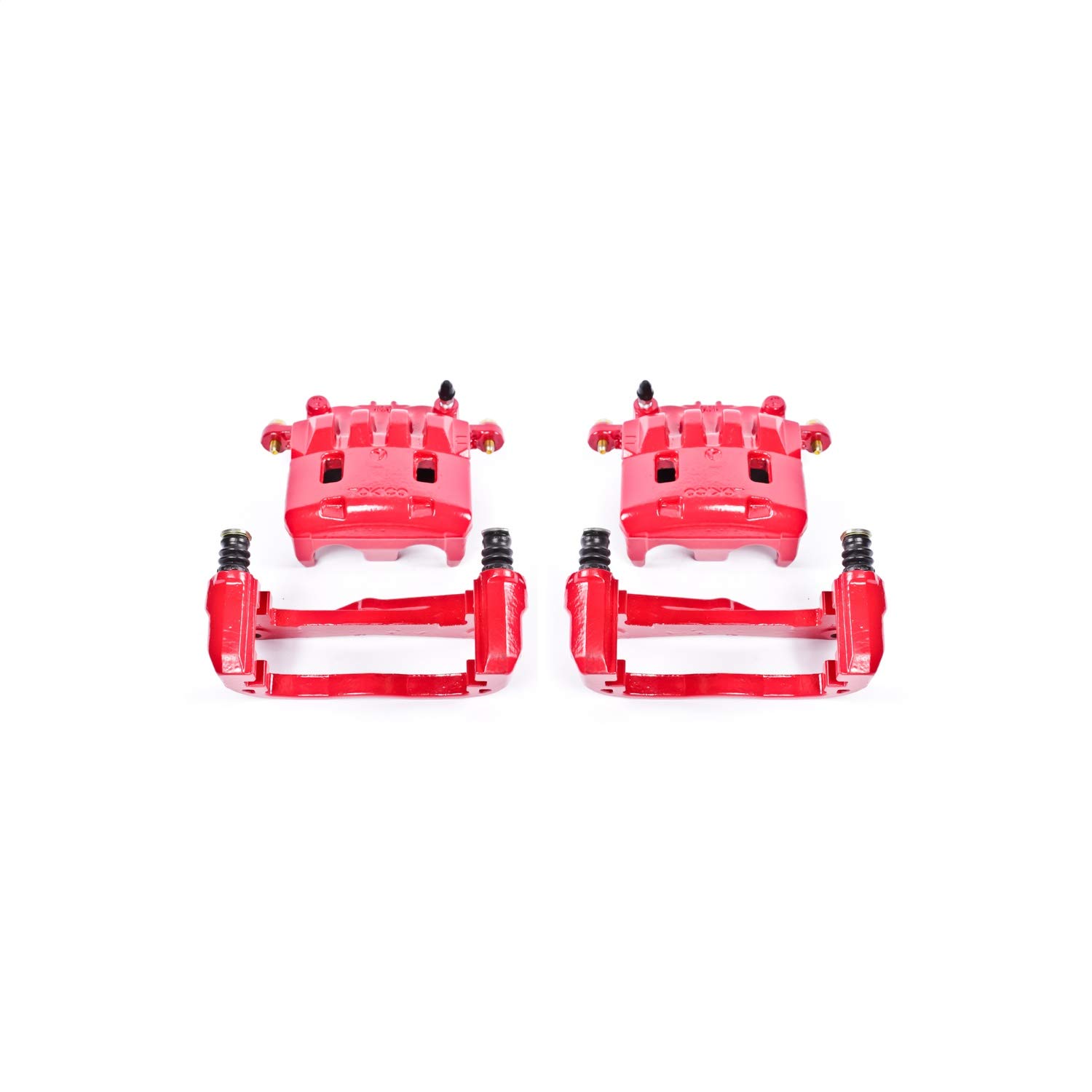 Power Stop Front S2682 High-Temp Red Powder Coated Brake Calipers Pair - Durable Performance for Trucks, SUVs & Muscle Cars - Perfect for Off-Roading, Towing & High-Performance Driving