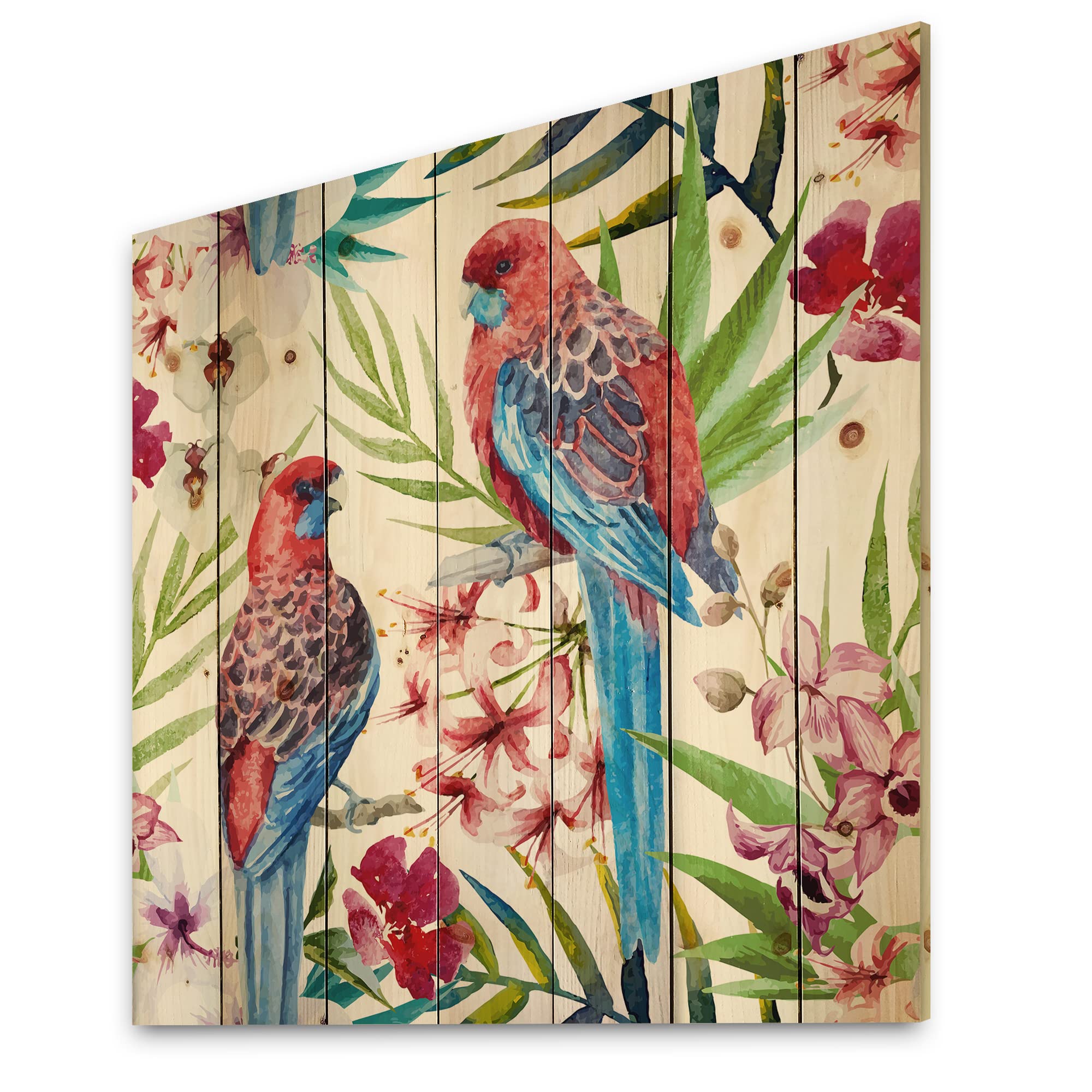 Rosella Bird Traditional Wood Wall Decor - Handcrafted Red Wood Wall Art, Large Animal Wood Panels Printed on Natural Pine - Perfect for Living Room, Bedroom & Office Decor