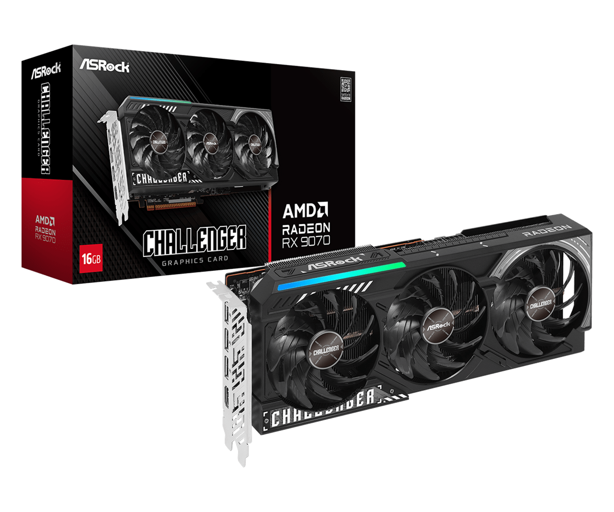 ASRock Radeon RX 9070 Challenger 16GB GDDR6 Graphics Card - High Performance Gaming GPU for 4K Gaming, Video Editing & Crypto Mining