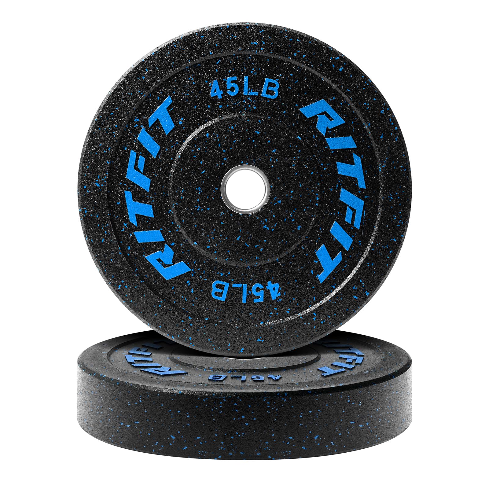 RitFit Bumper Plates - Colored Fleck-Rubber Olympic Weight Plates with Steel Insert (2-inch) for Weight Lifting, CrossFit & Strength Training - Single, Pair & Set Options - Perfect for Home Gym & Commercial Fitness Centers