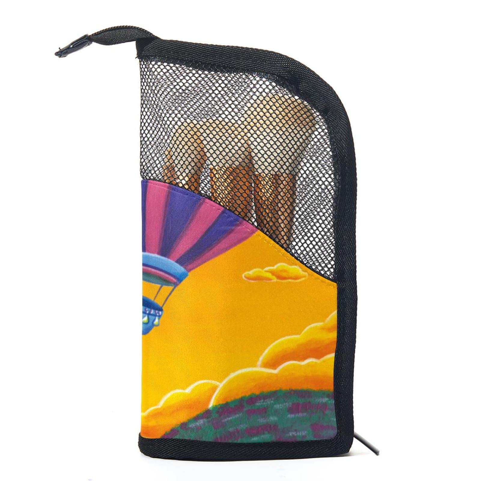 12-Piece Makeup Brush Organizer Bag with Hot Air Balloon Design - Portable Cosmetic Brush Holder Case for Travel & Home Storage