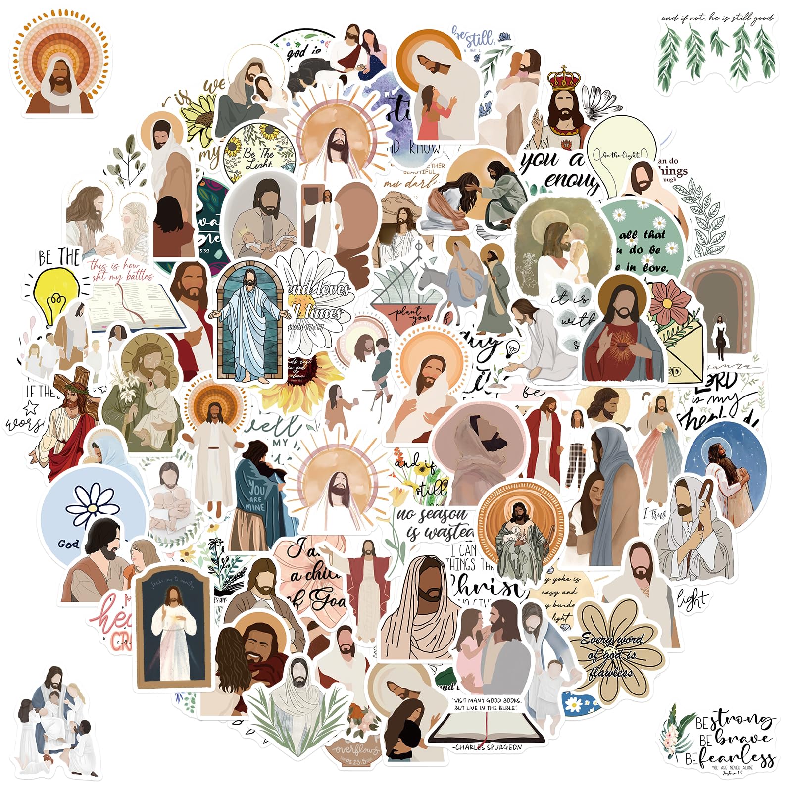 100Pcs Inspirational Christian Stickers - Bible Verse Faith Stickers with Jesus Quotes for Water Bottles, Laptops, Phone Cases, Planners & Journals | Perfect for Religious Gifts, Bible Study & Daily Motivation