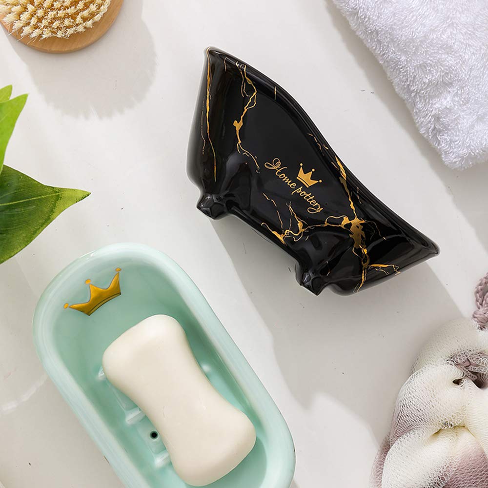Premium Ceramic Soap Dish Holder for Bathtub - Elegant Black Bathroom Organizer | Perfect for Shower, Spa & Luxury Bathroom Decor