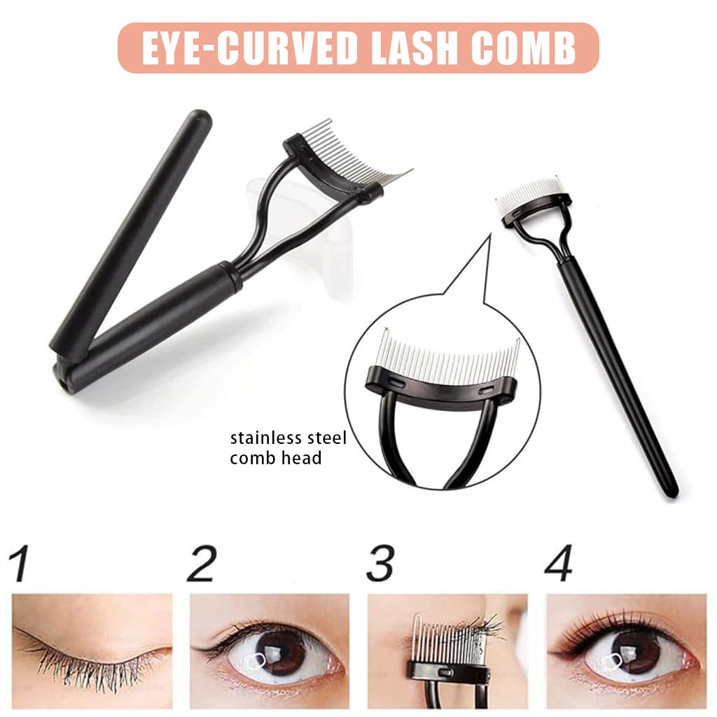 MAYCREATE® Professional Eyelash Curler Kit for Women - Metal Lash Curler with Folding Separator Comb & 6 Replacement Rubber Pads - Perfect for Daily Makeup, Salon Use, and Travel Beauty Essentials