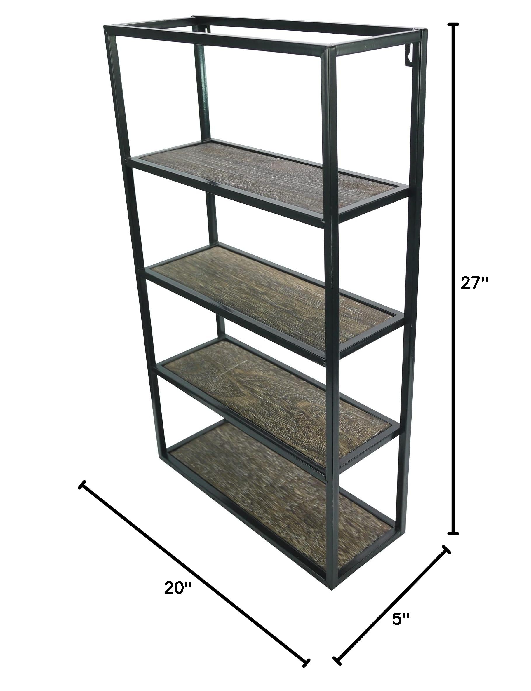 Admired By Nature 4-Tier Floating Wall Shelves - Rustic Wood Wall Mounted Shelving Unit for Home Decor | Farmhouse Style Display Shelf & Storage Organizer | Perfect for Living Room, Bedroom, Kitchen & Office Organization
