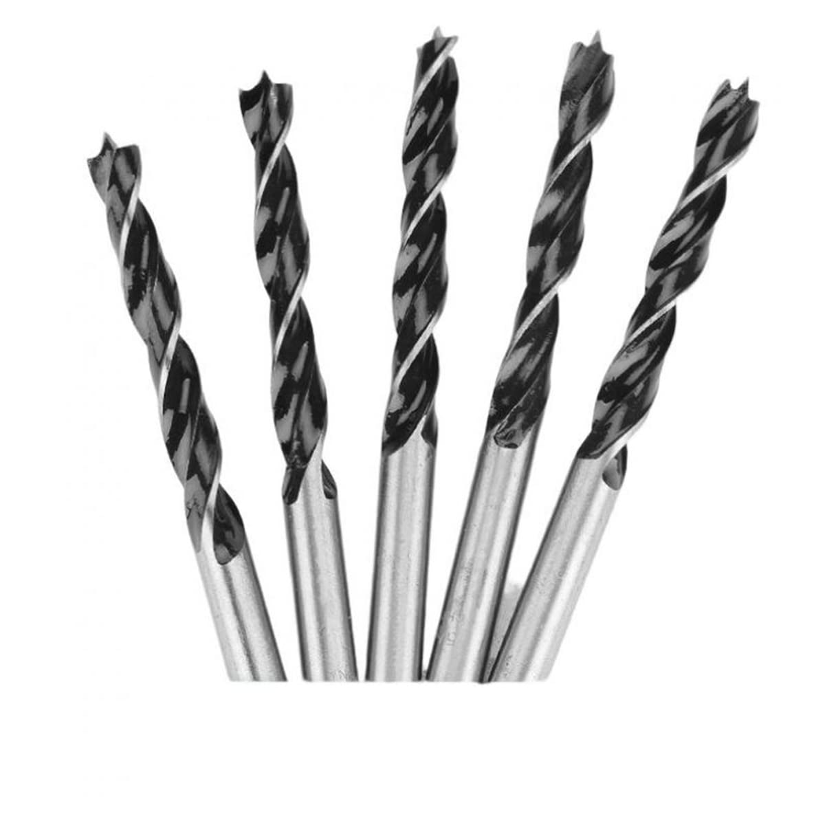 CLAHJQX 5-Piece Brad Point Wood Drill Bit Set (6/7/8/9/10mm) - High Precision Three Point Woodworking Drill Bits for Cabinetry, Furniture Making & DIY Projects