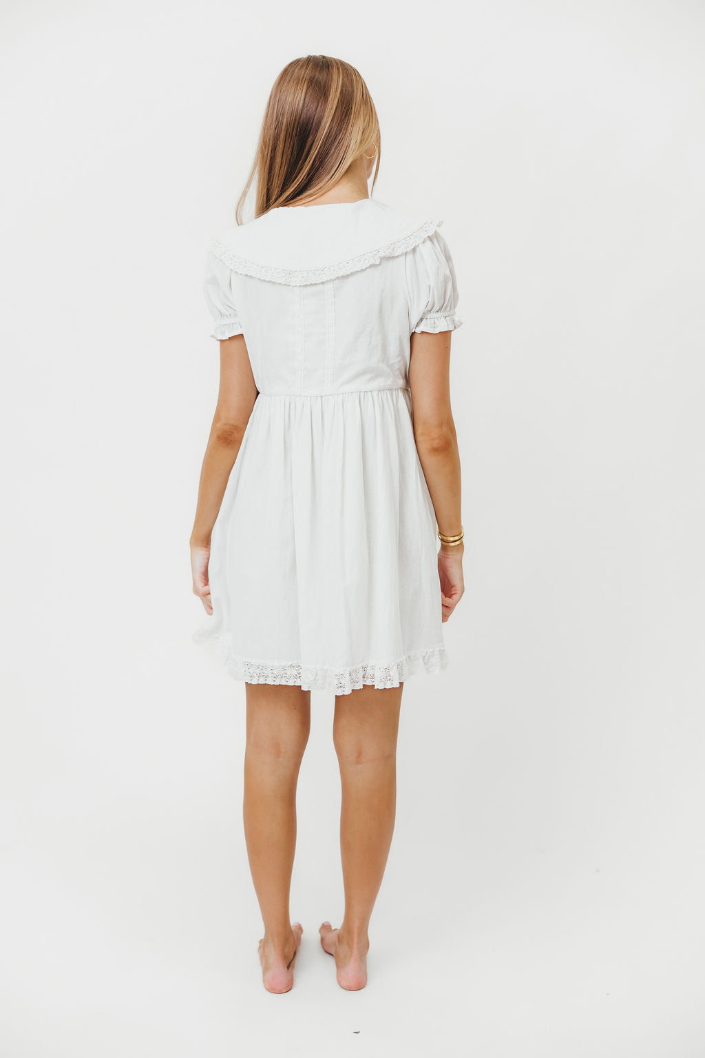 Duchess 100% Cotton Statement Collar Mini Dress in Off White | Elegant Summer Party & Wedding Guest Outfit
