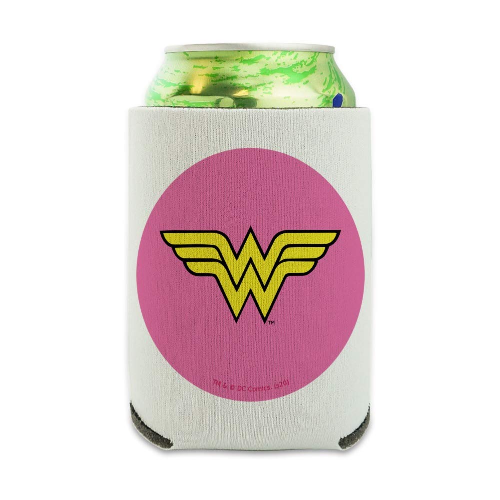 Wonder Woman Classic Logo Insulated Can Cooler - Collapsible Drink Sleeve for Beer & Soda - Perfect for Parties, BBQs & Outdoor Adventures